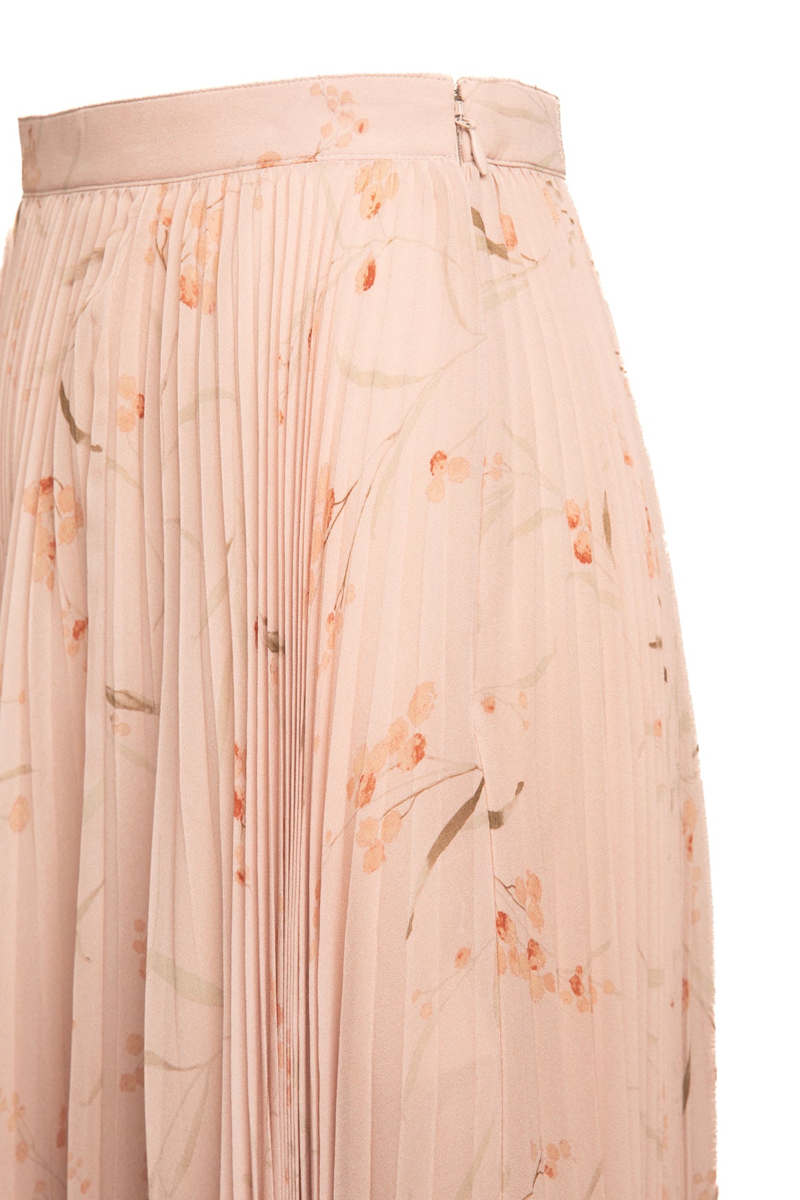 CELINE Light Pink Floral Pleated Midi Skirt (Sz.36/0)