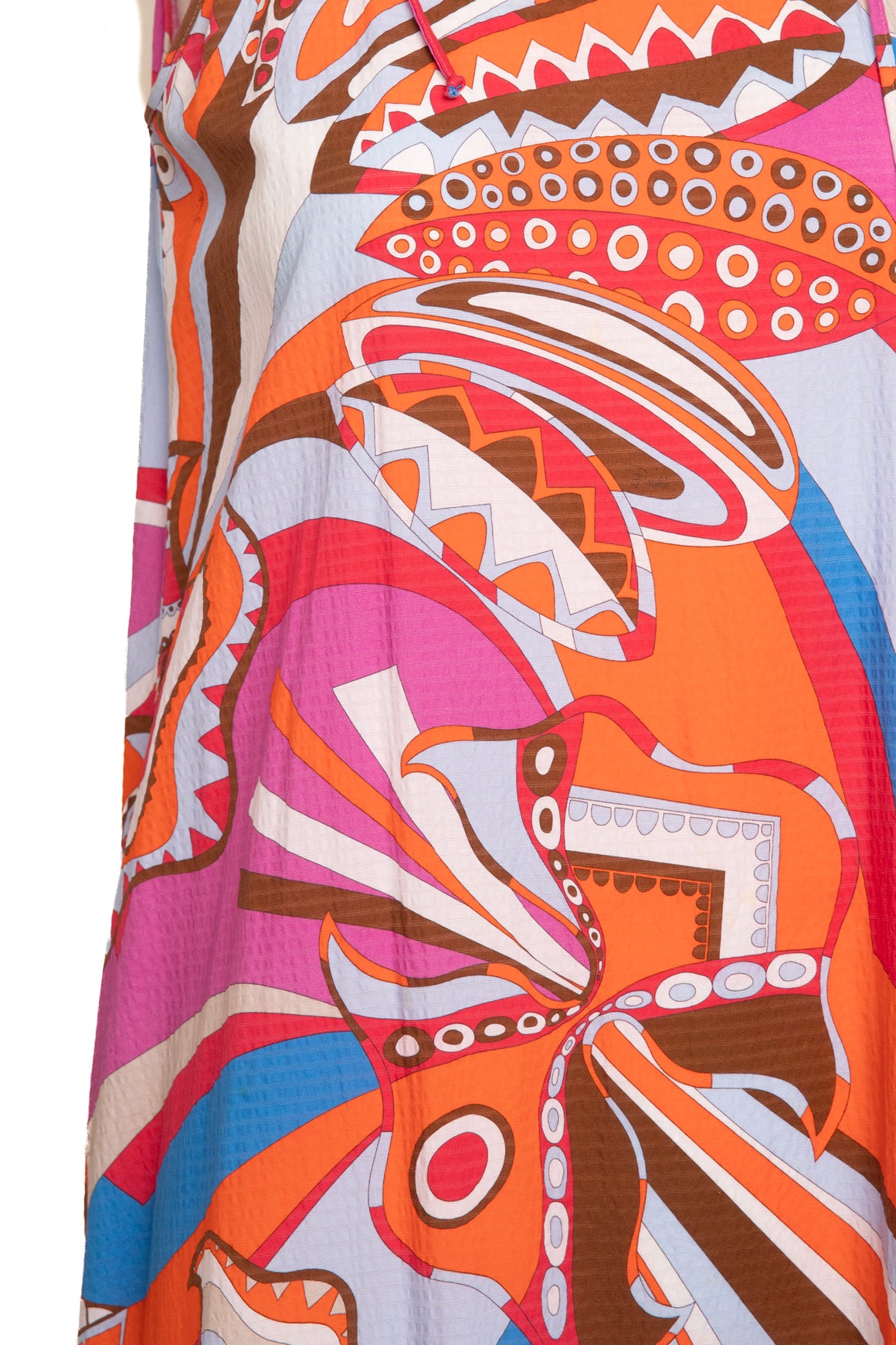 EMILIO PUCCI Pink & Blue Printed Halter Maxi Sundress (Sz. 8)