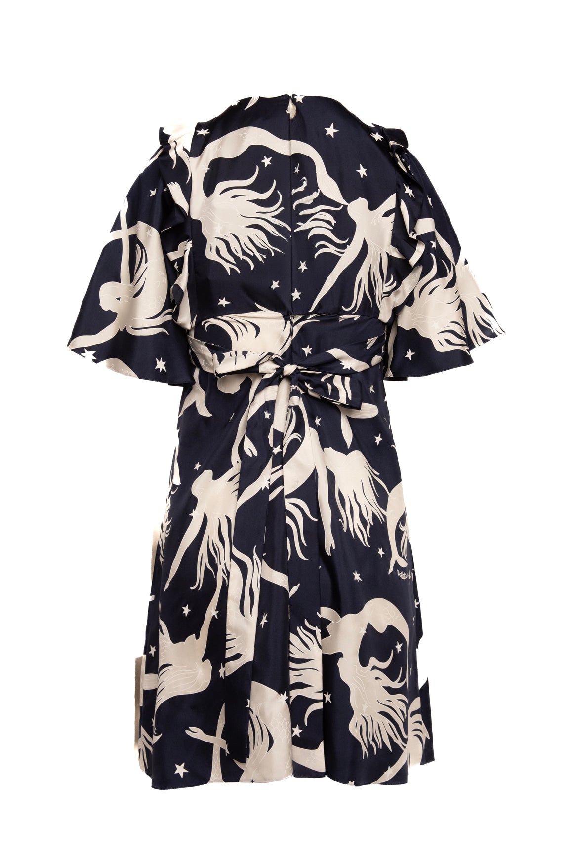 VALENTINO Navy & White Mermaid Print Silk Mini Dress (Sz.38/2)