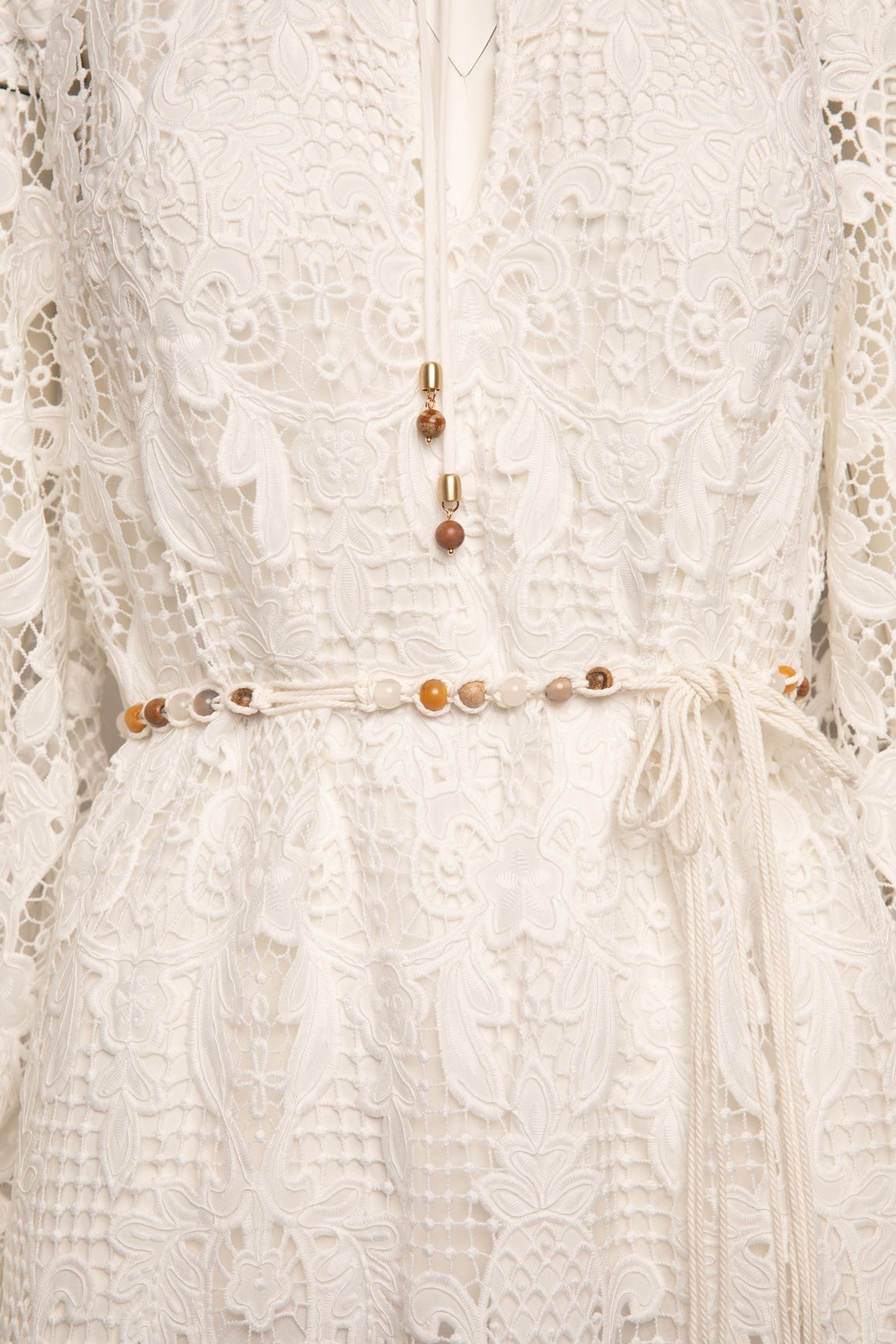 ZIMMERMANN White Crochet Lace Midi Dress (Sz. 1/S)