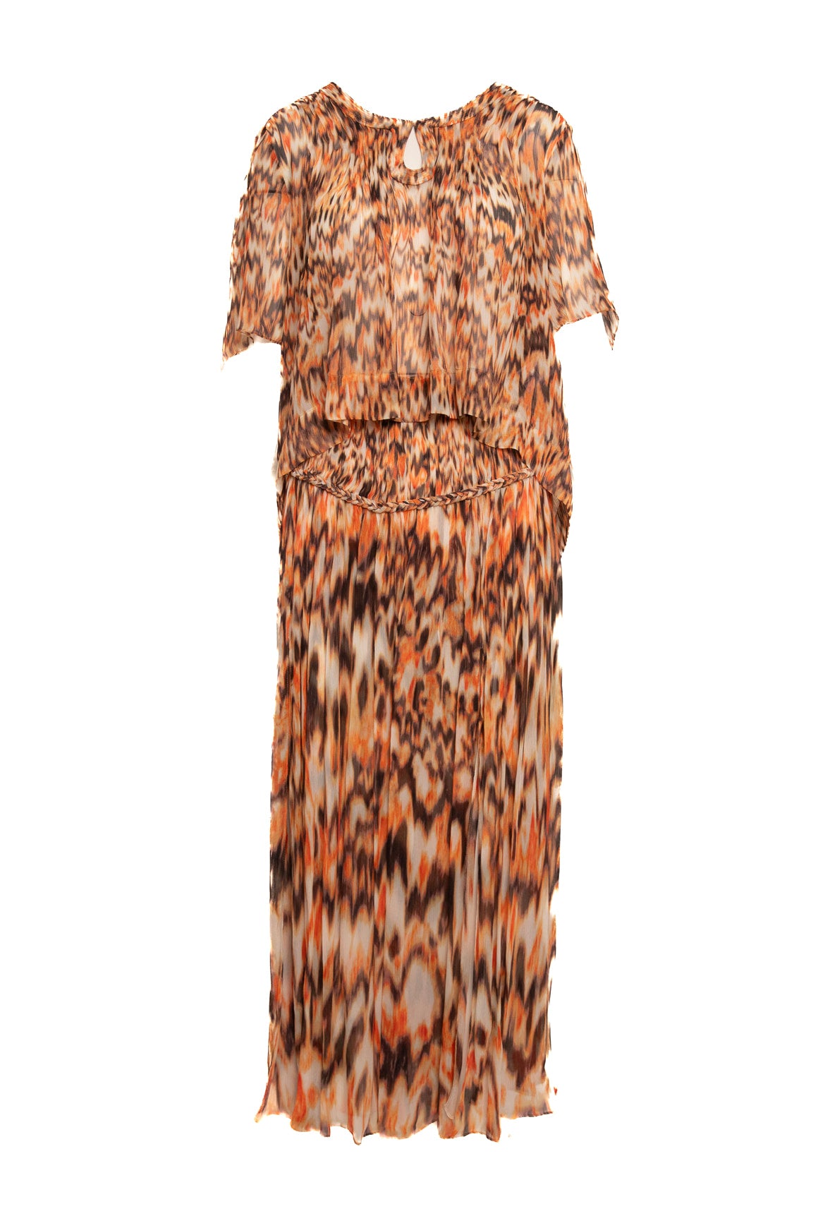 ISABEL MARANT Orange Printed Silk Top & Skirt (Sz.8)