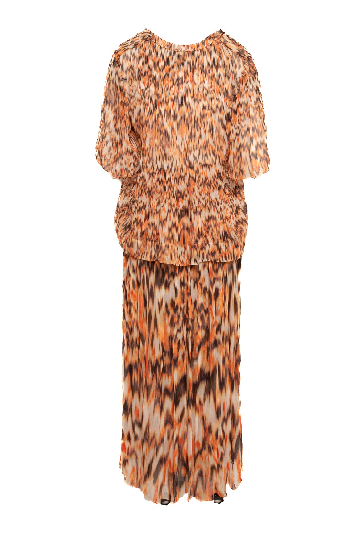 ISABEL MARANT Orange Printed Silk Top & Skirt (Sz.8)