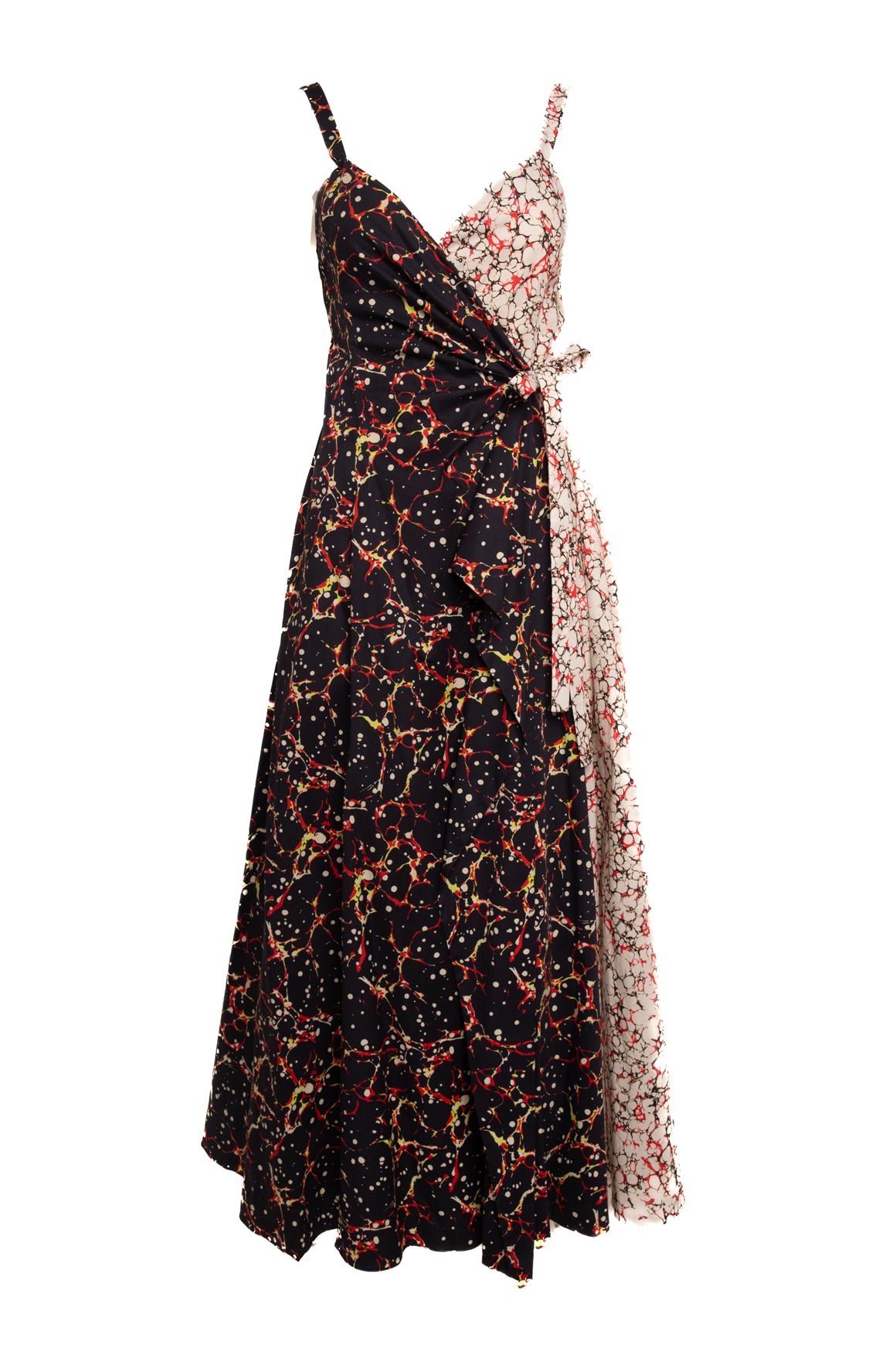 ROSIE ASSOULIN Cream & Navy Print Wrap Maxi Dress (Sz.S)