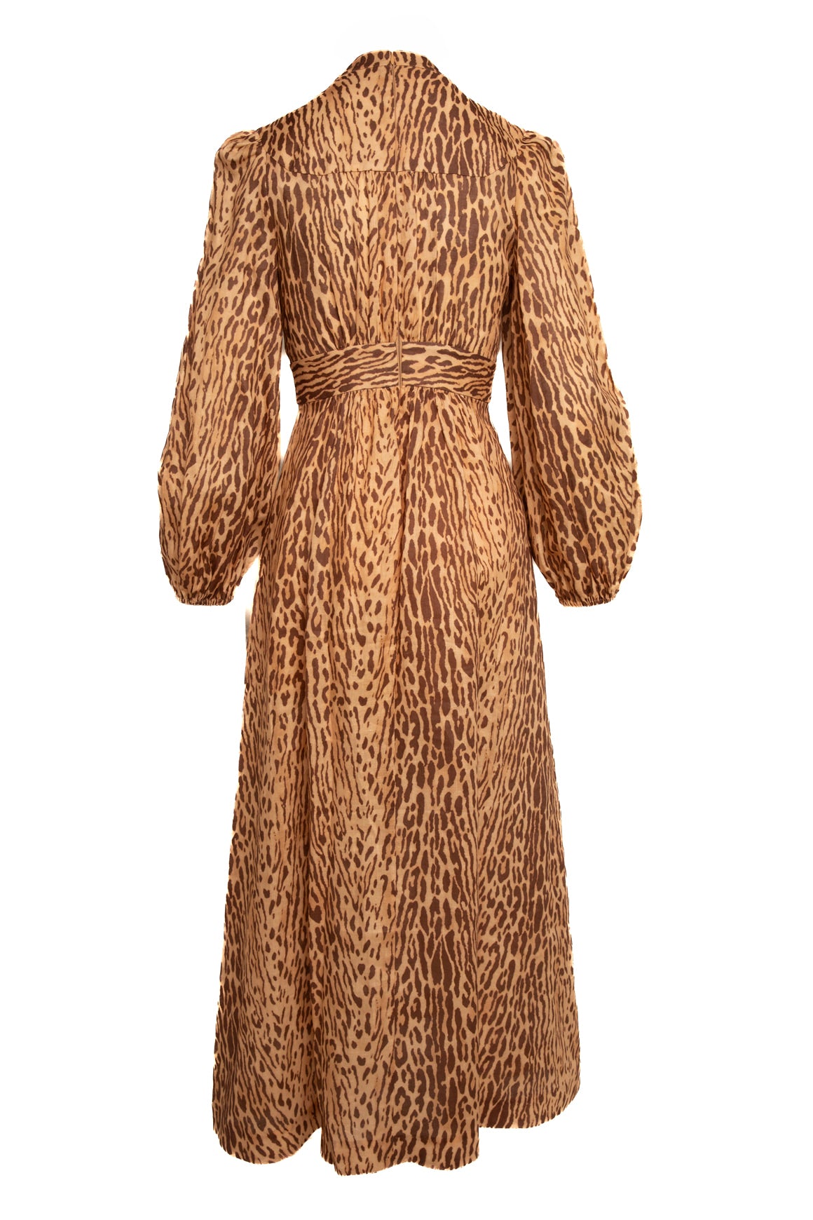 ZIMMERMANN Tan Leopard Linen Maxi Dress (Sz. 4)