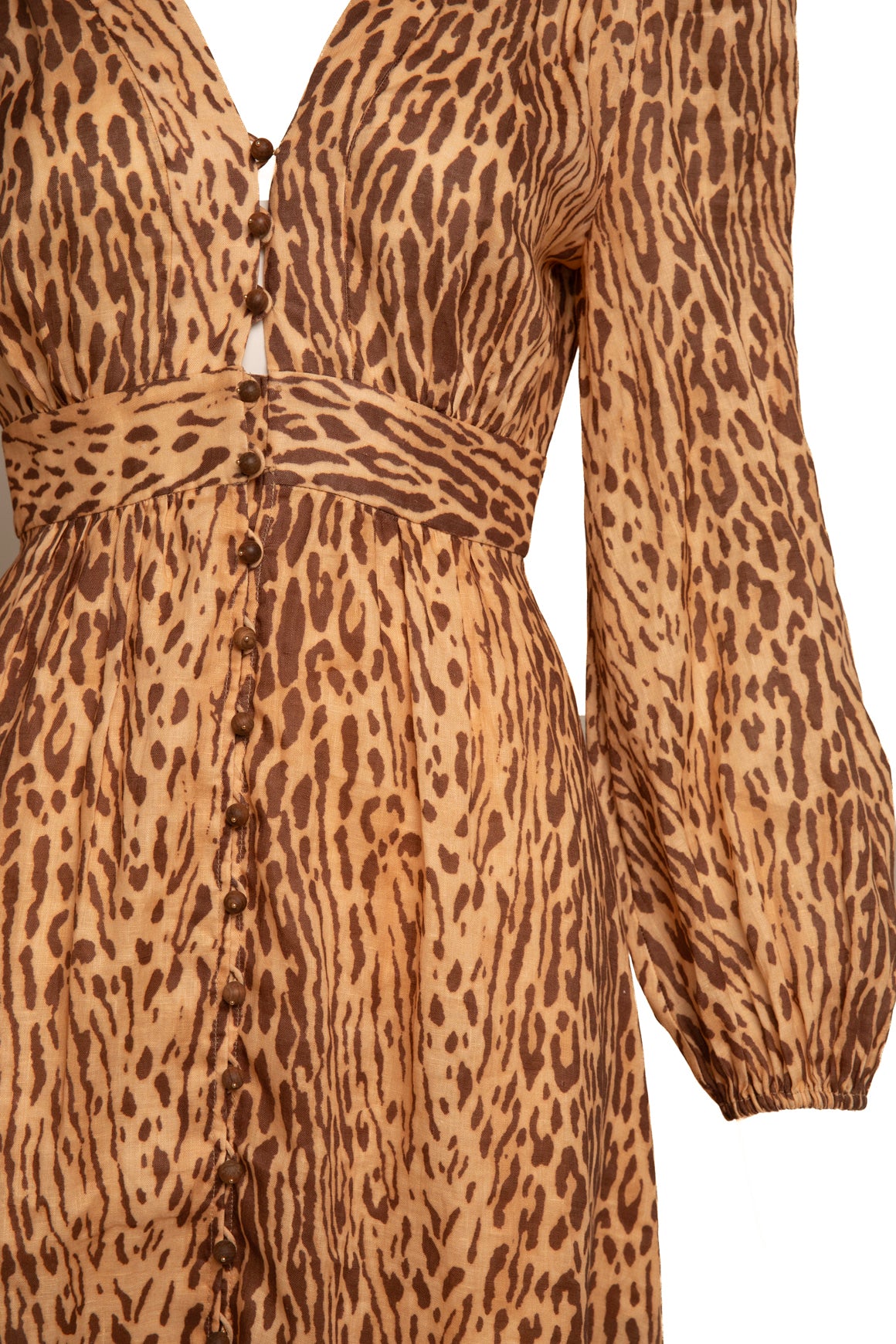 ZIMMERMANN Tan Leopard Linen Maxi Dress (Sz. 4)
