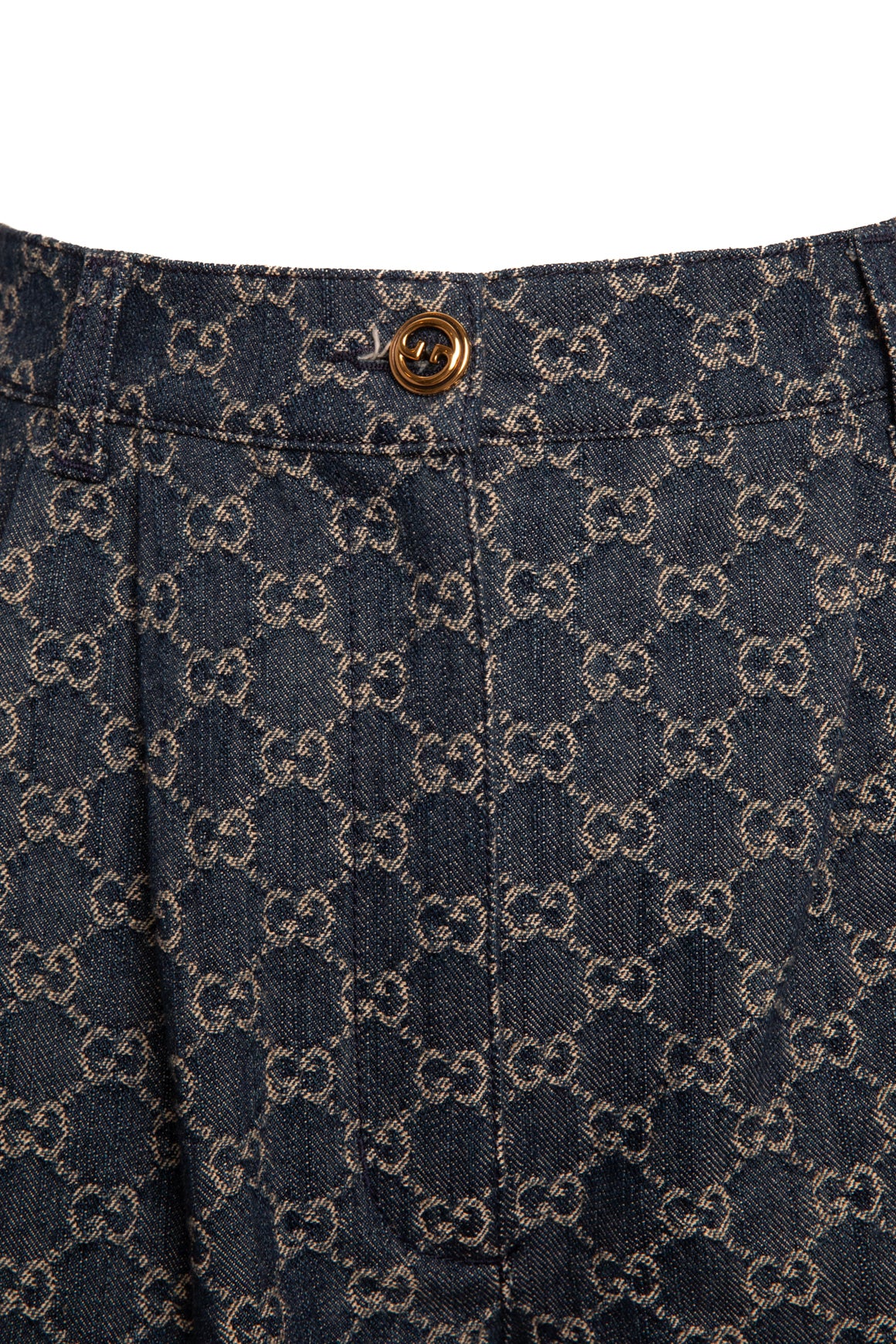 GUCCI Denim GG Leather Trim Jacket & Shorts Set (Sz.40/4)