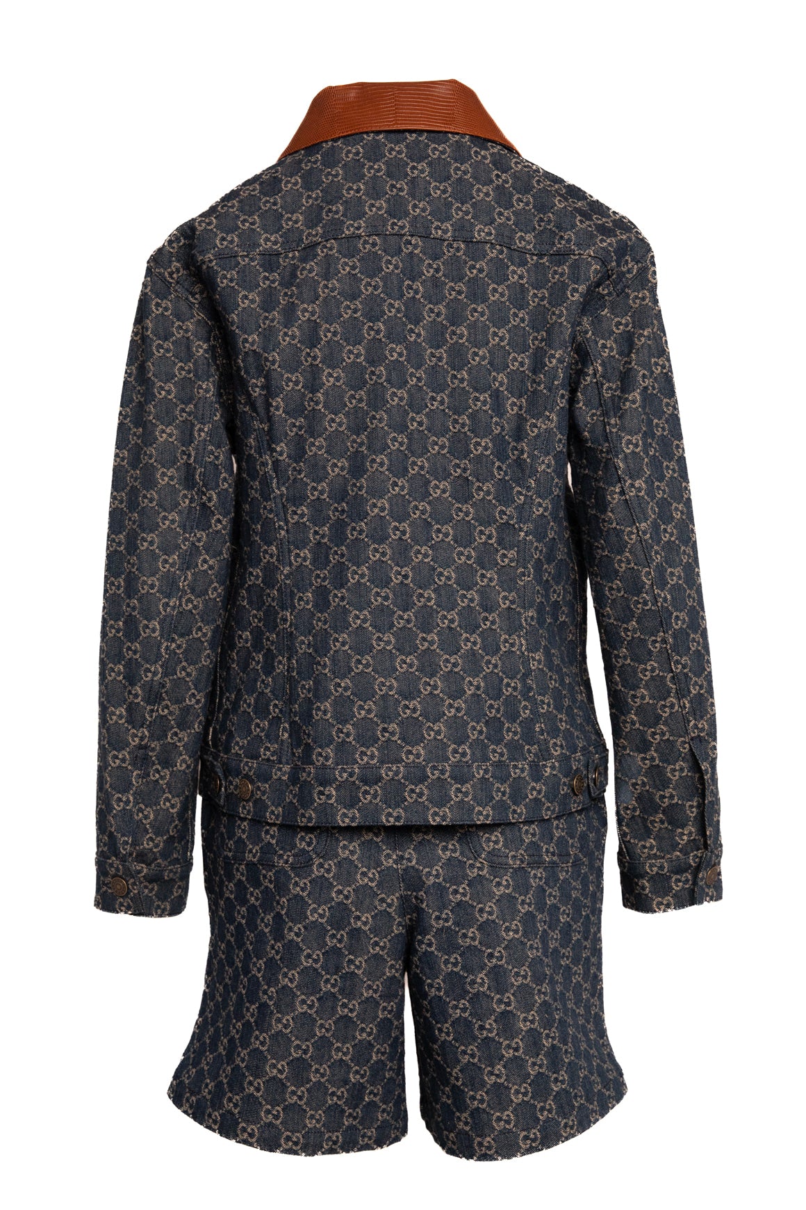 GUCCI Denim GG Leather Trim Jacket & Shorts Set (Sz.40/4)