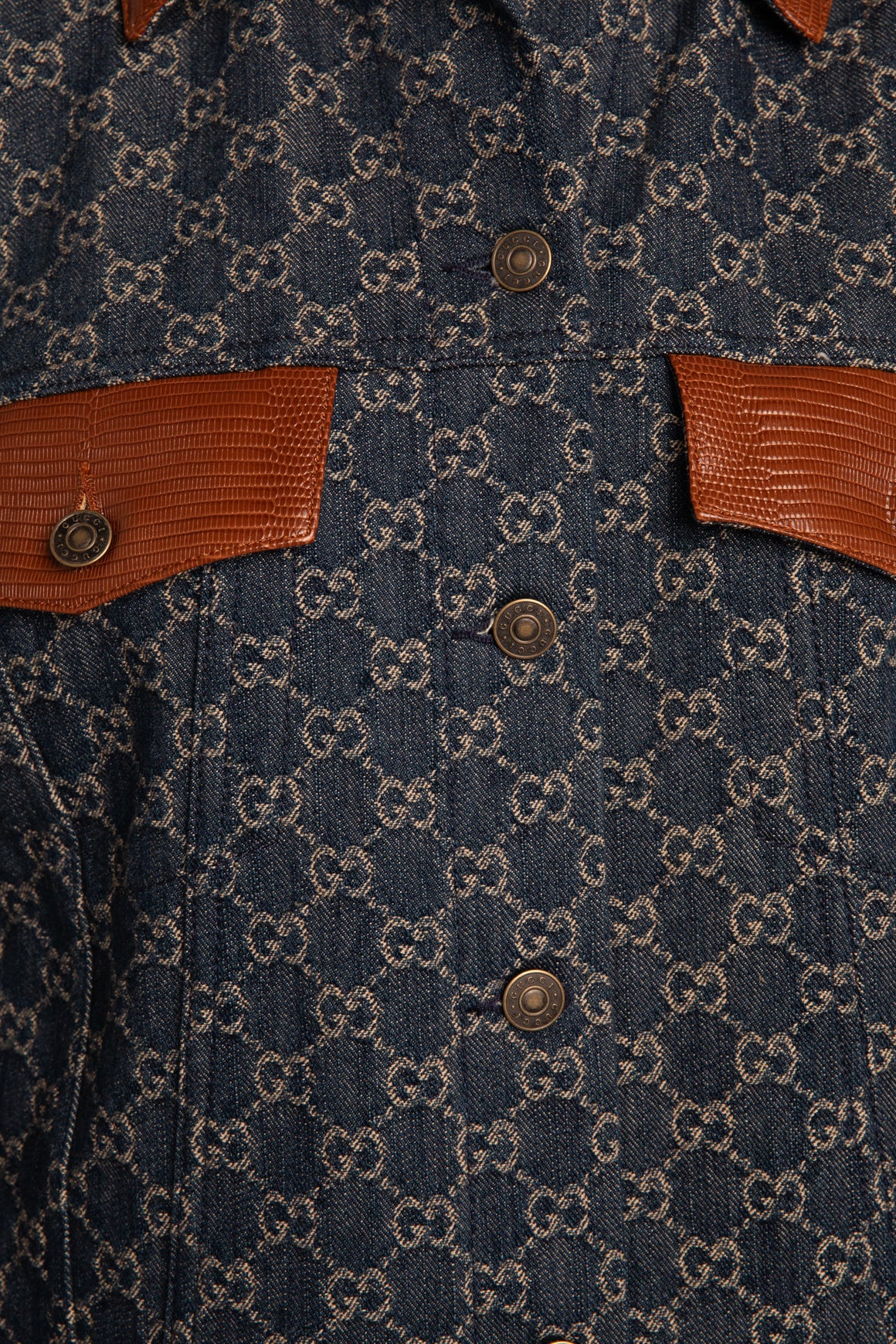 GUCCI Denim GG Leather Trim Jacket & Shorts Set (Sz.40/4)