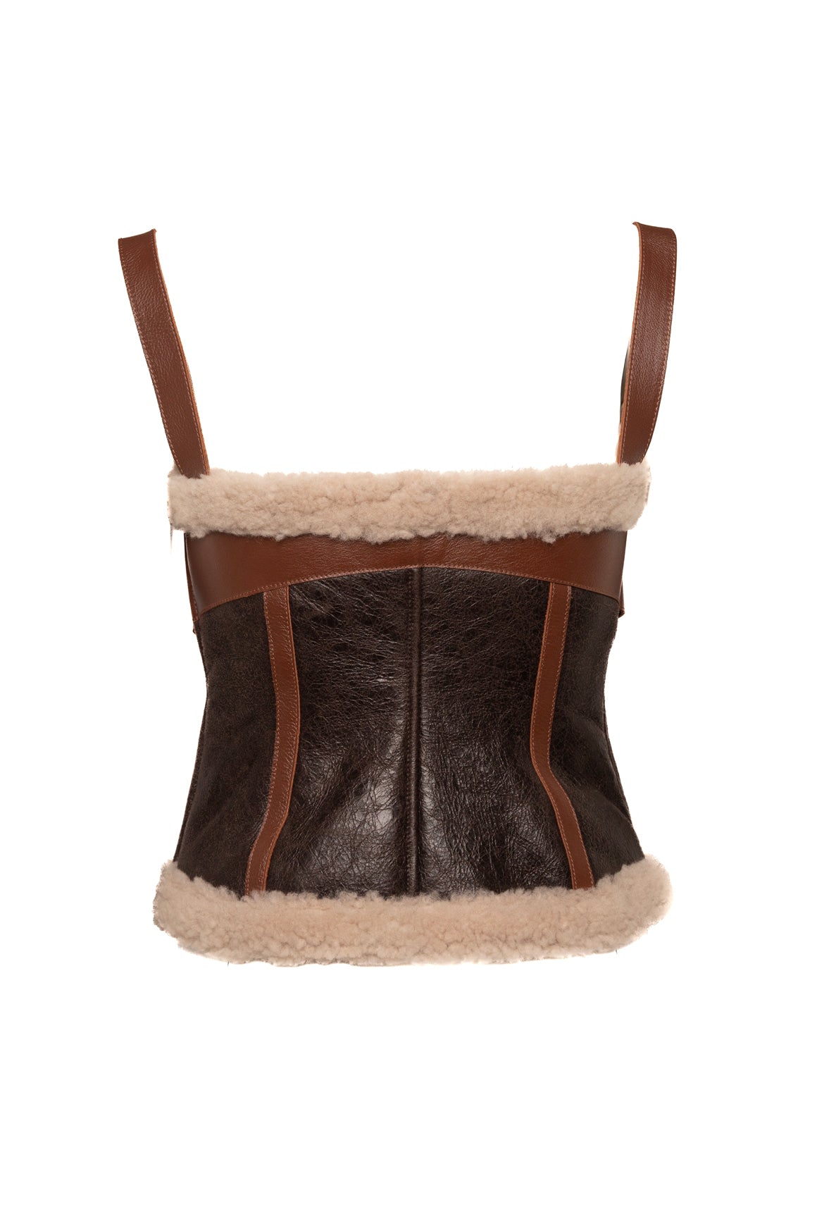 BLUMARINE Sherpa & Leather Tank (Sz. 4)