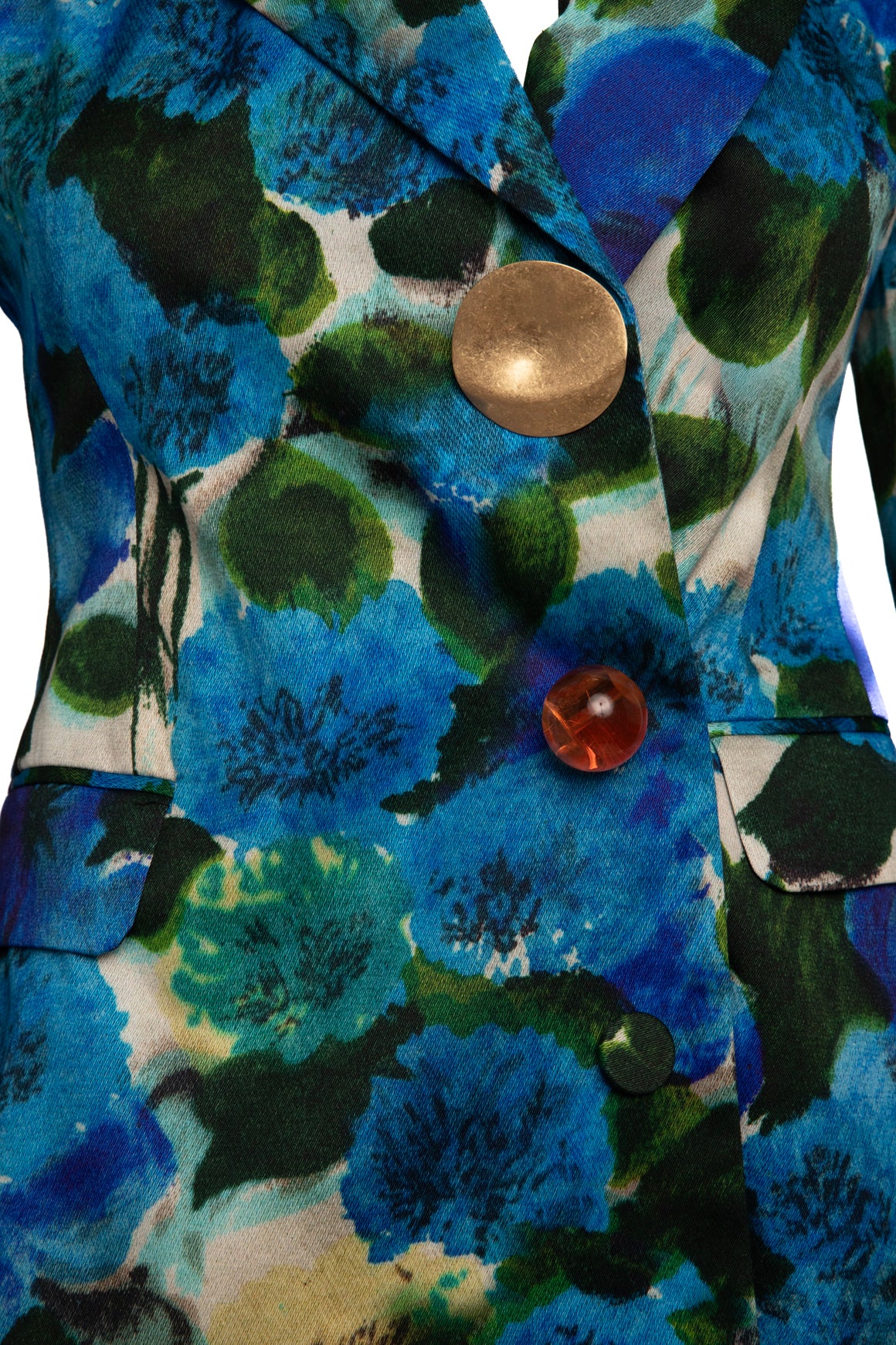 DRIES VAN NOTEN Blue Floral Blazer & Trousers Suit (Sz.34/0)