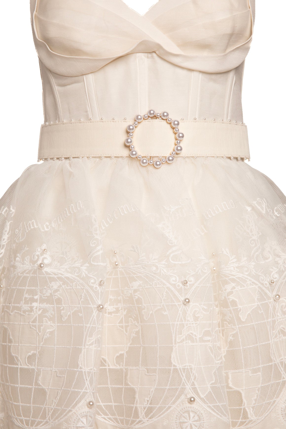 ZIMMERMAN White Pearl Embellished Tulle Mini Dress (Sz. 1)
