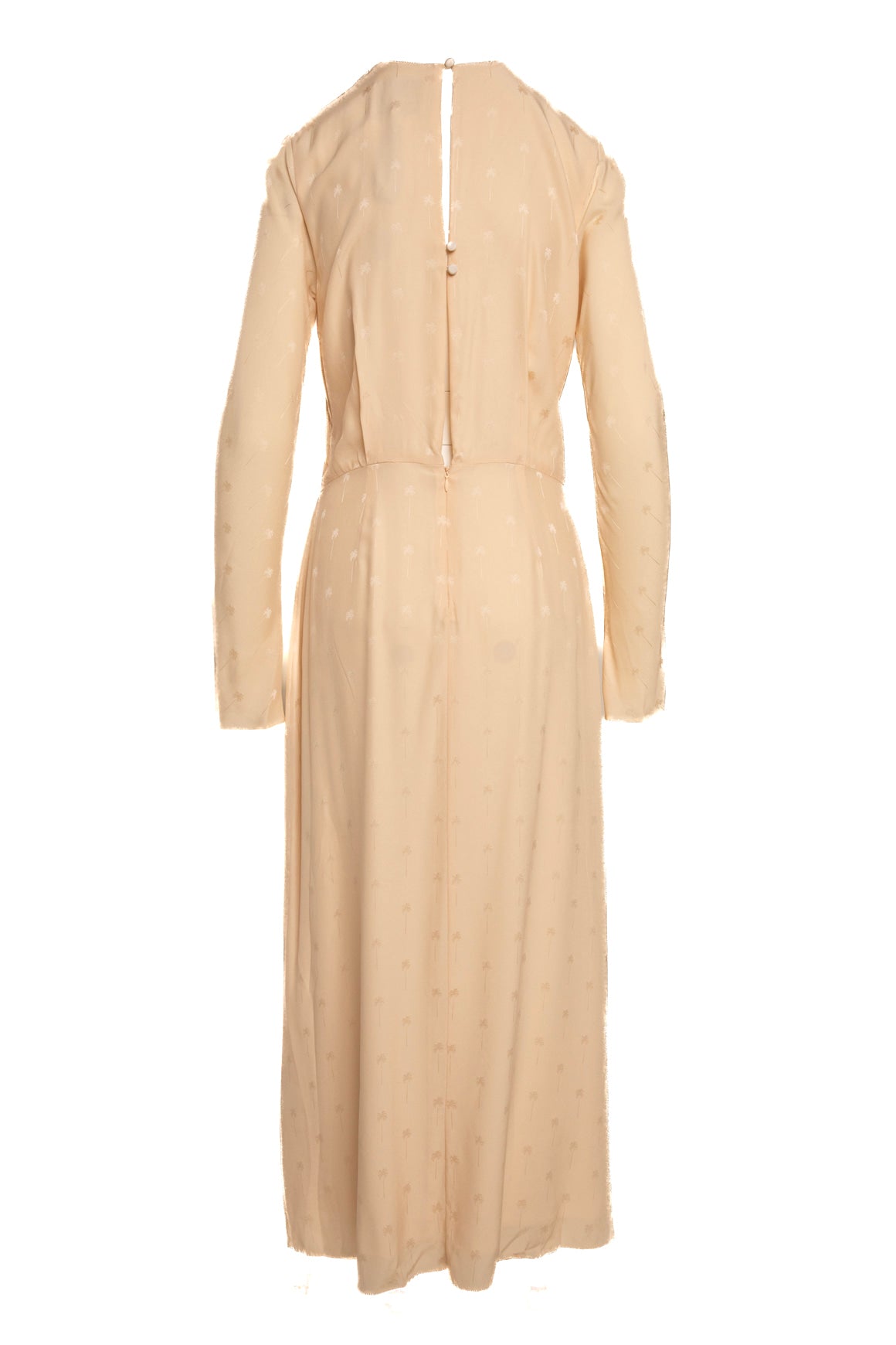 JOHANNA ORTIZ Cream Silk Palm Print Cut Out Dress (Sz. 8)