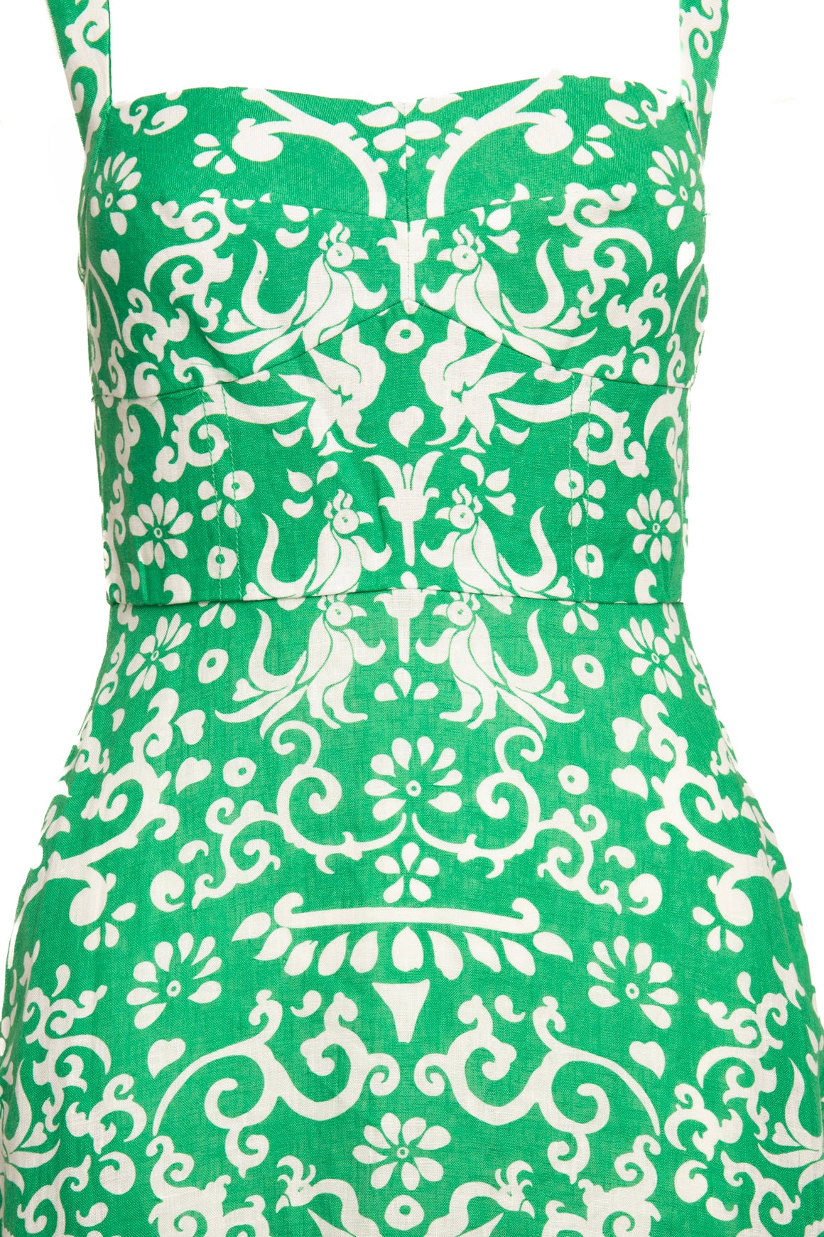 SALONI Green & White Linen Printed Maxi Dress (Sz. 4)