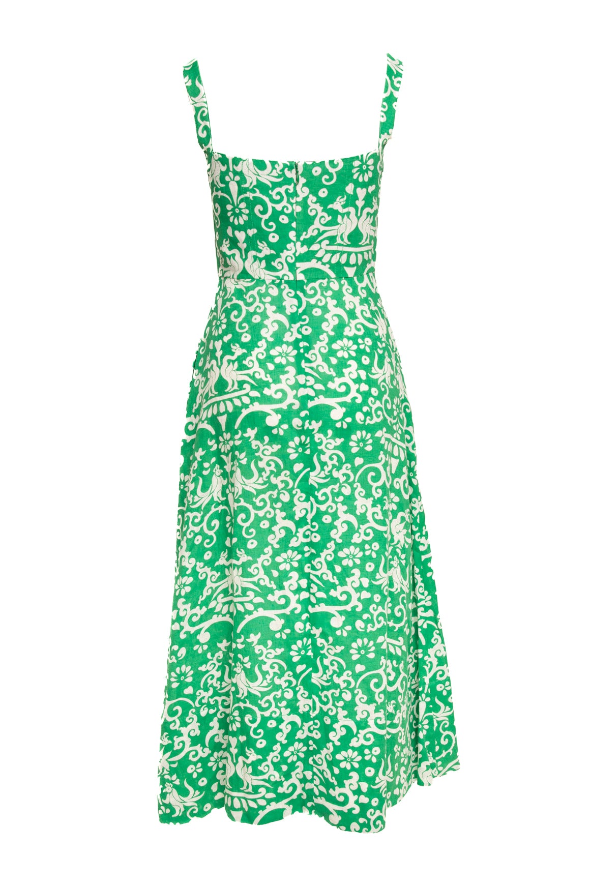 SALONI Green & White Linen Printed Maxi Dress (Sz. 4)