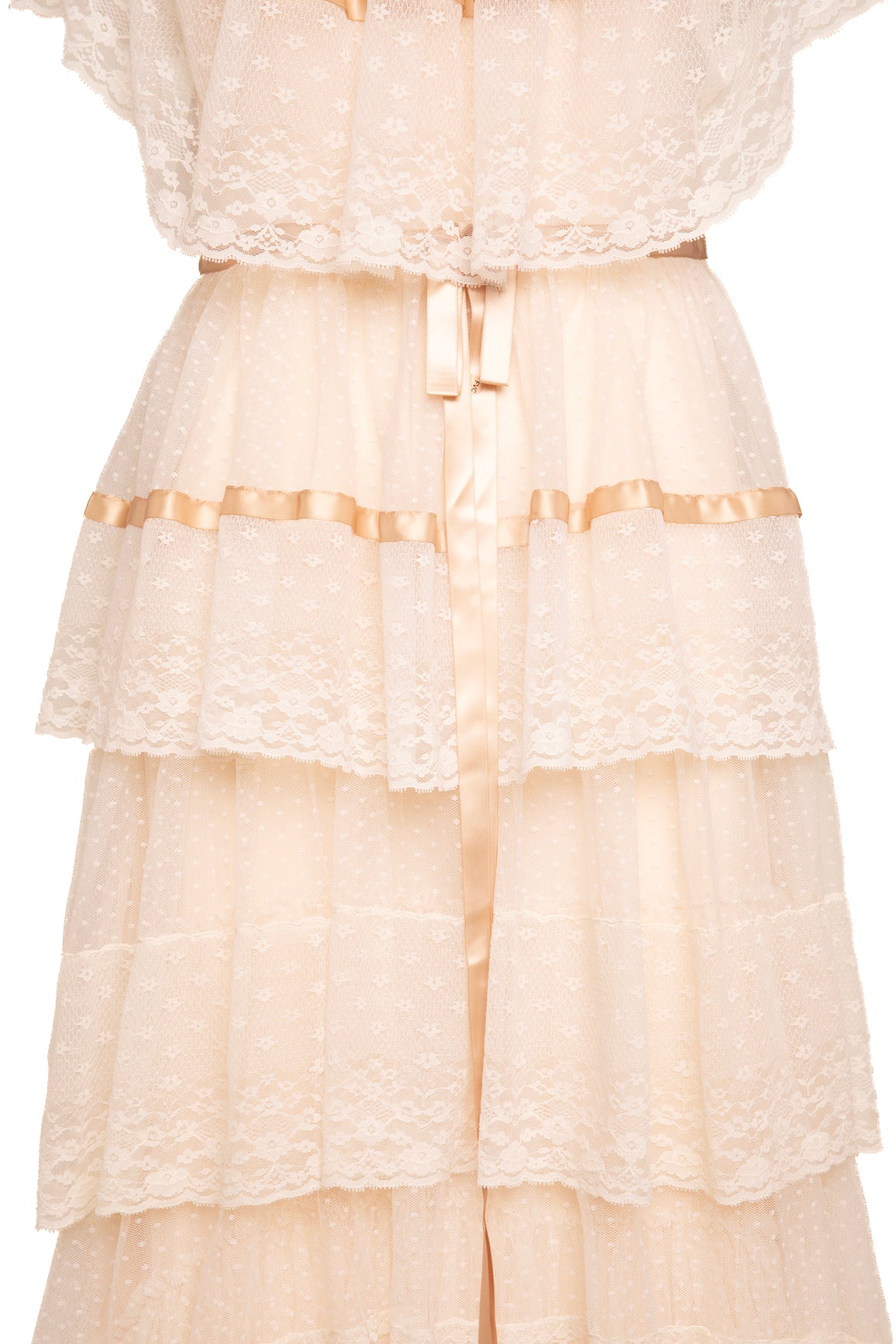 LOVESHACKFANCY Lace + Tiered Tulle Maxi Dress (Sz. 4)
