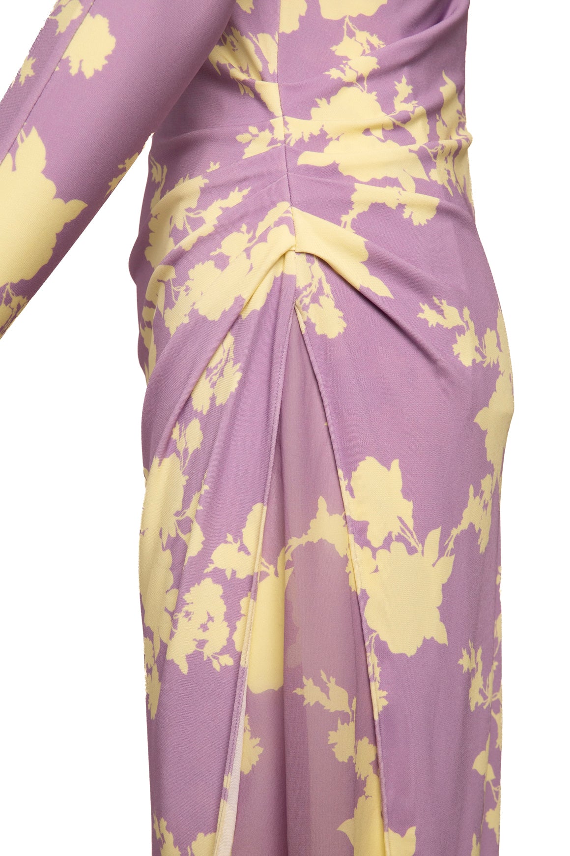 VERSACE Floral Side Ruch Midi Dress (Sz. 4)