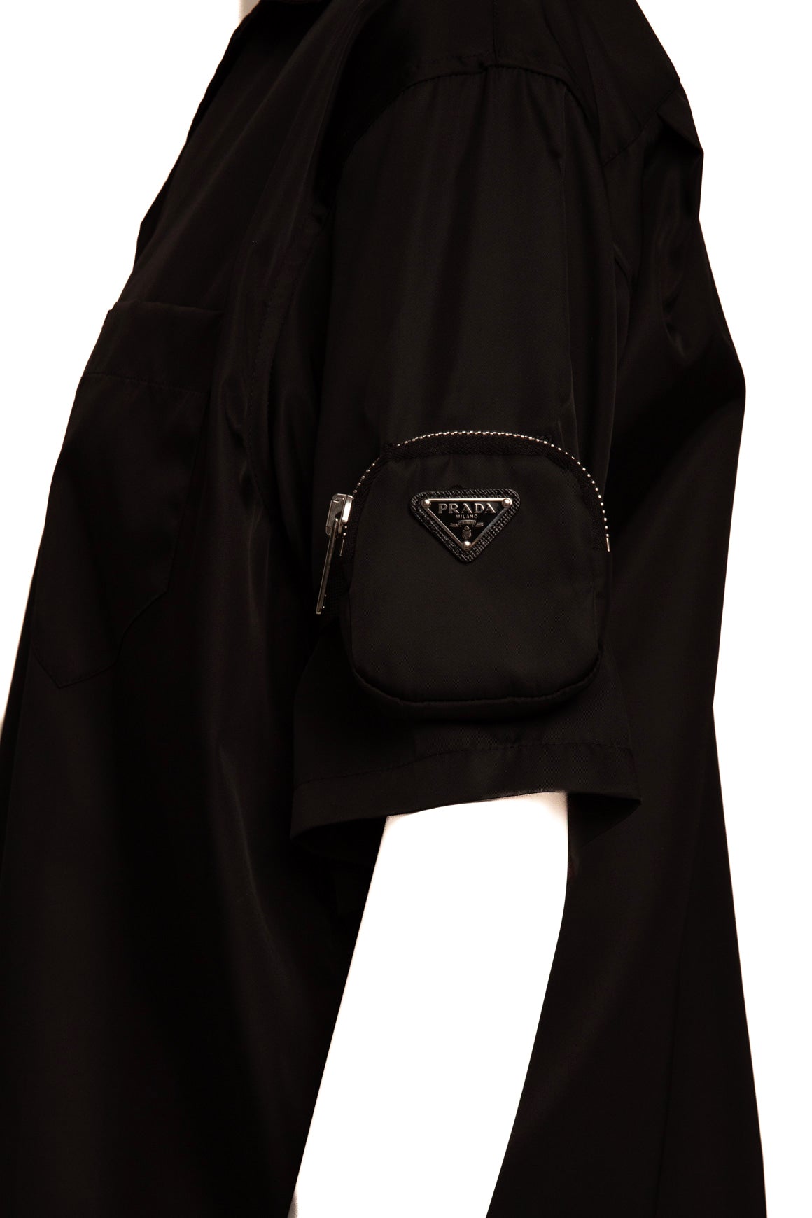 PRADA Nylon Pouch Pocket Button Up Top (Sz. 6)