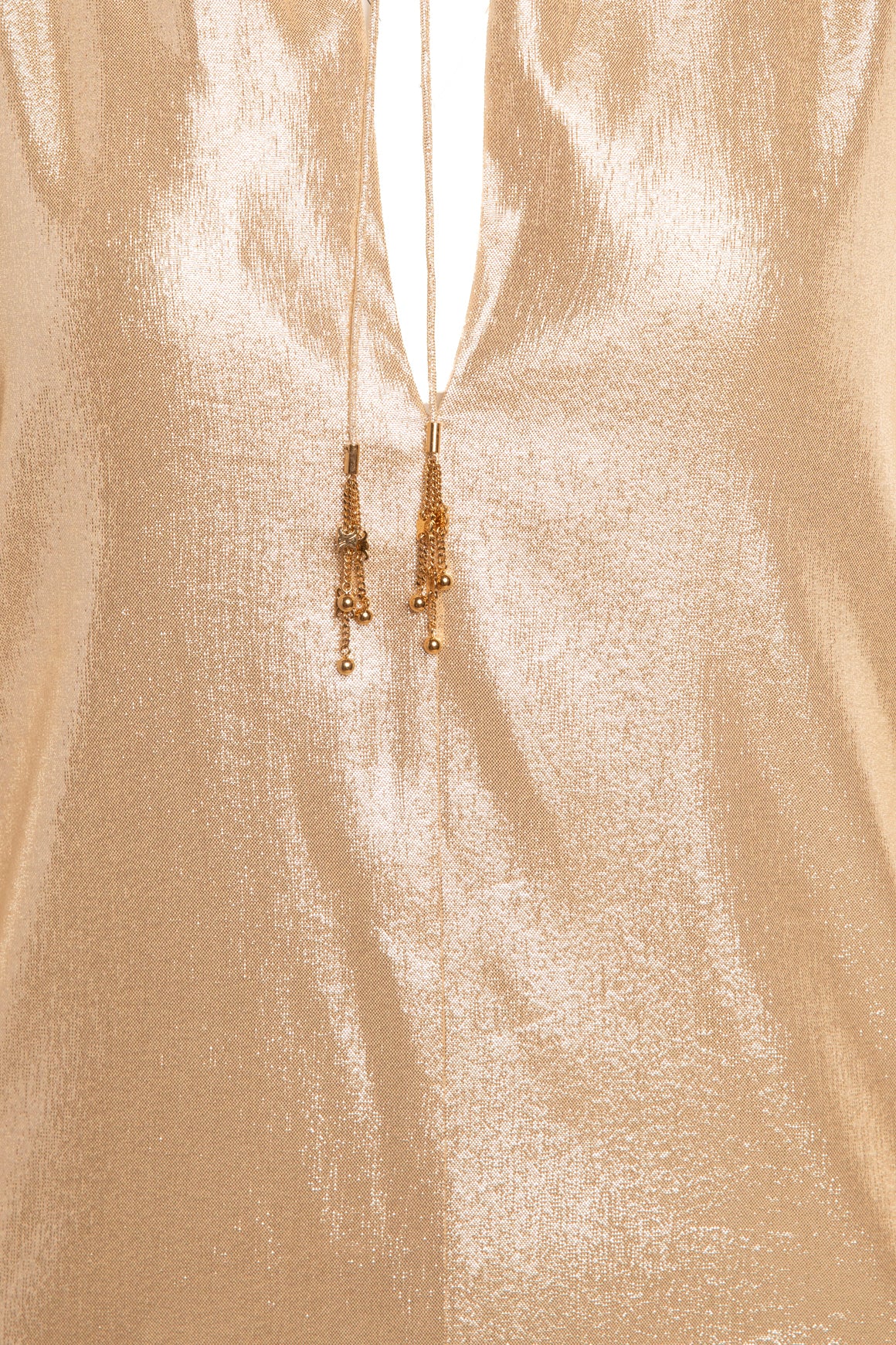 CELINE Gold Tencel Maxi Cape Back Blouse (Sz. 2)