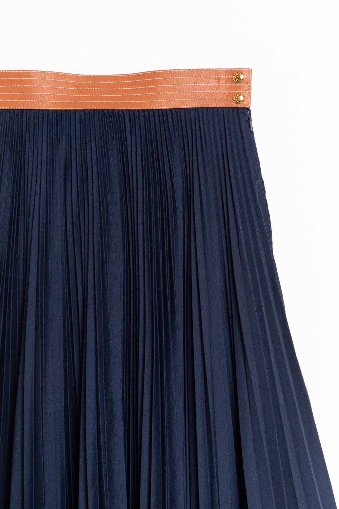 LOEWE Navy Pleated Midi Skirt