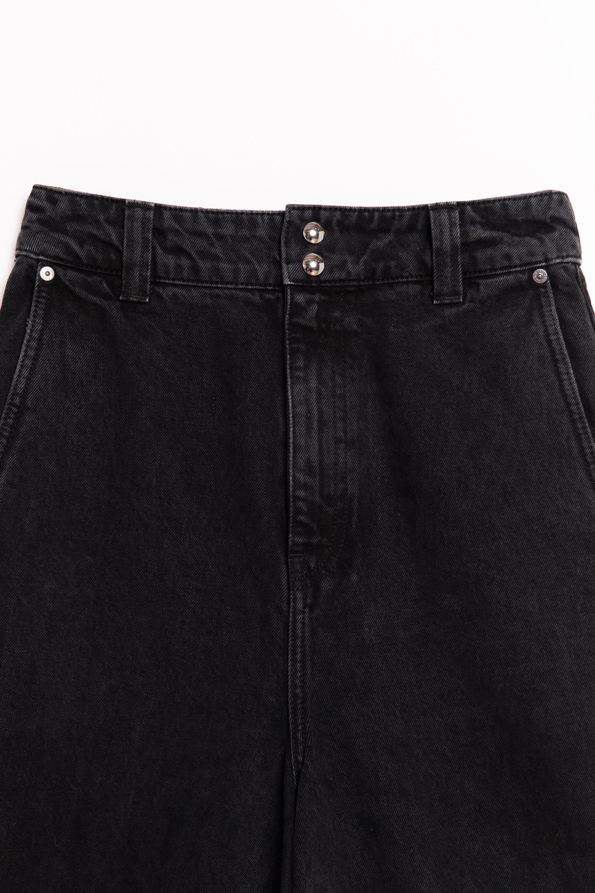 KHAITE Charcoal Denim "Isla" Wide Leg Jeans