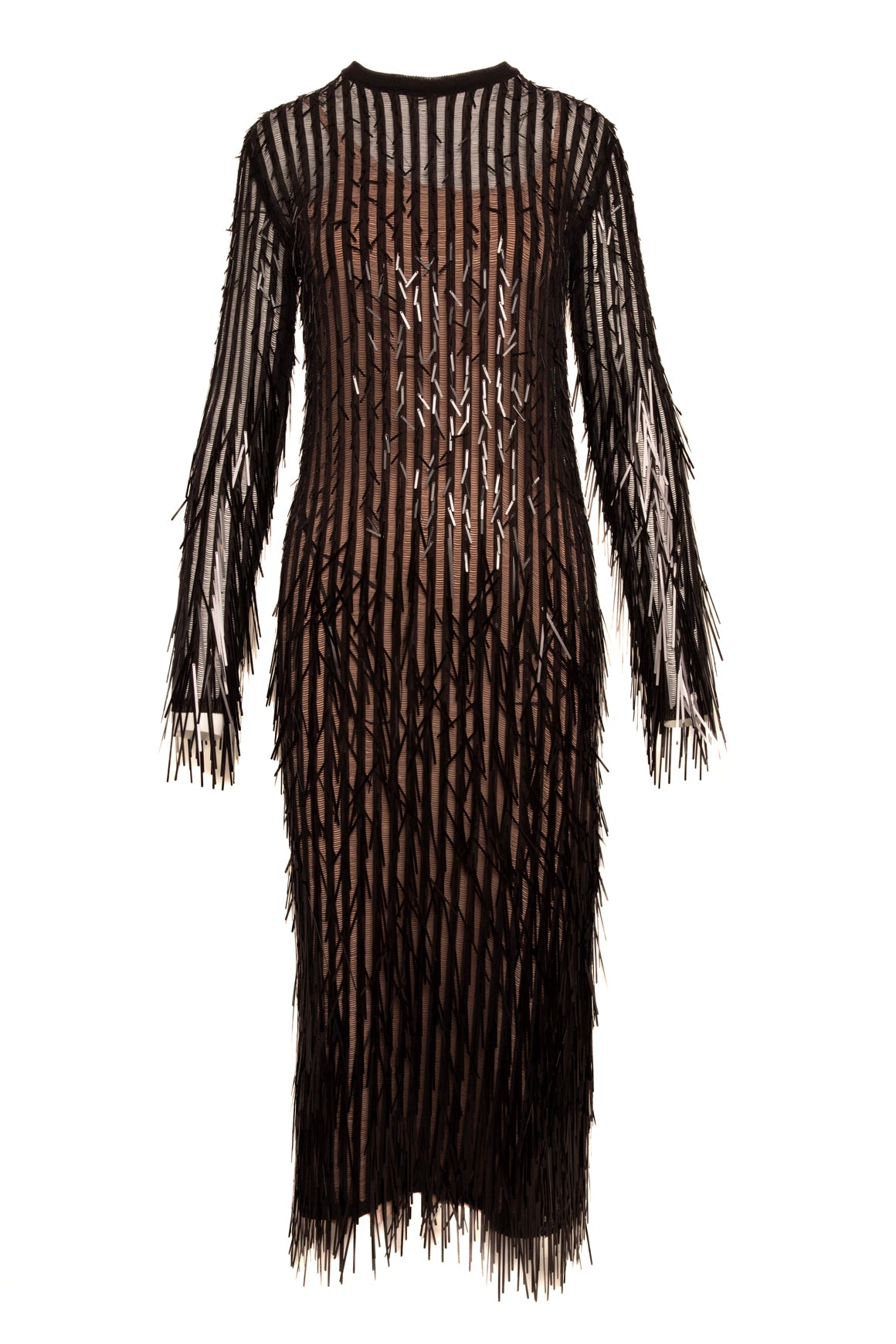 VALENTINO Black Fringed Gown (Sz. L)