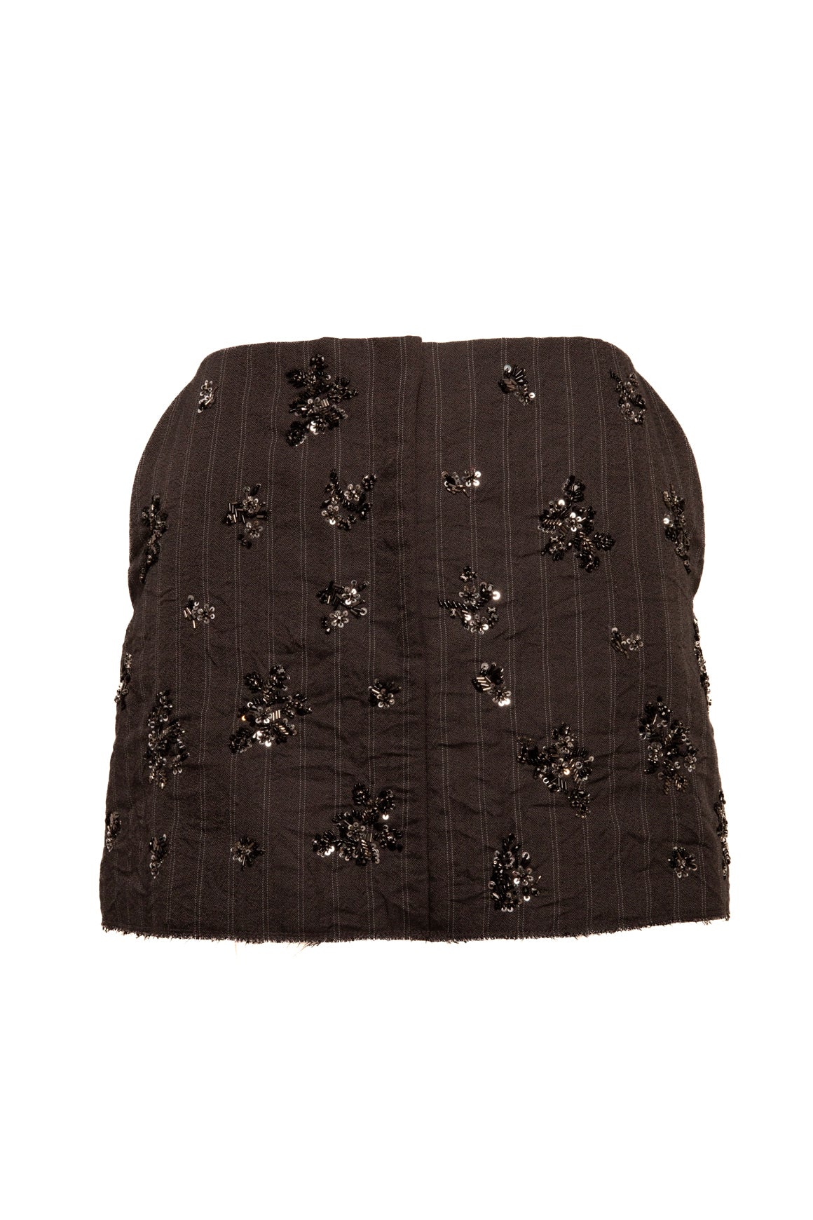 SIMKHAI Charcoal Pinstripe Embellished Mini Skirt (Sz. 6)