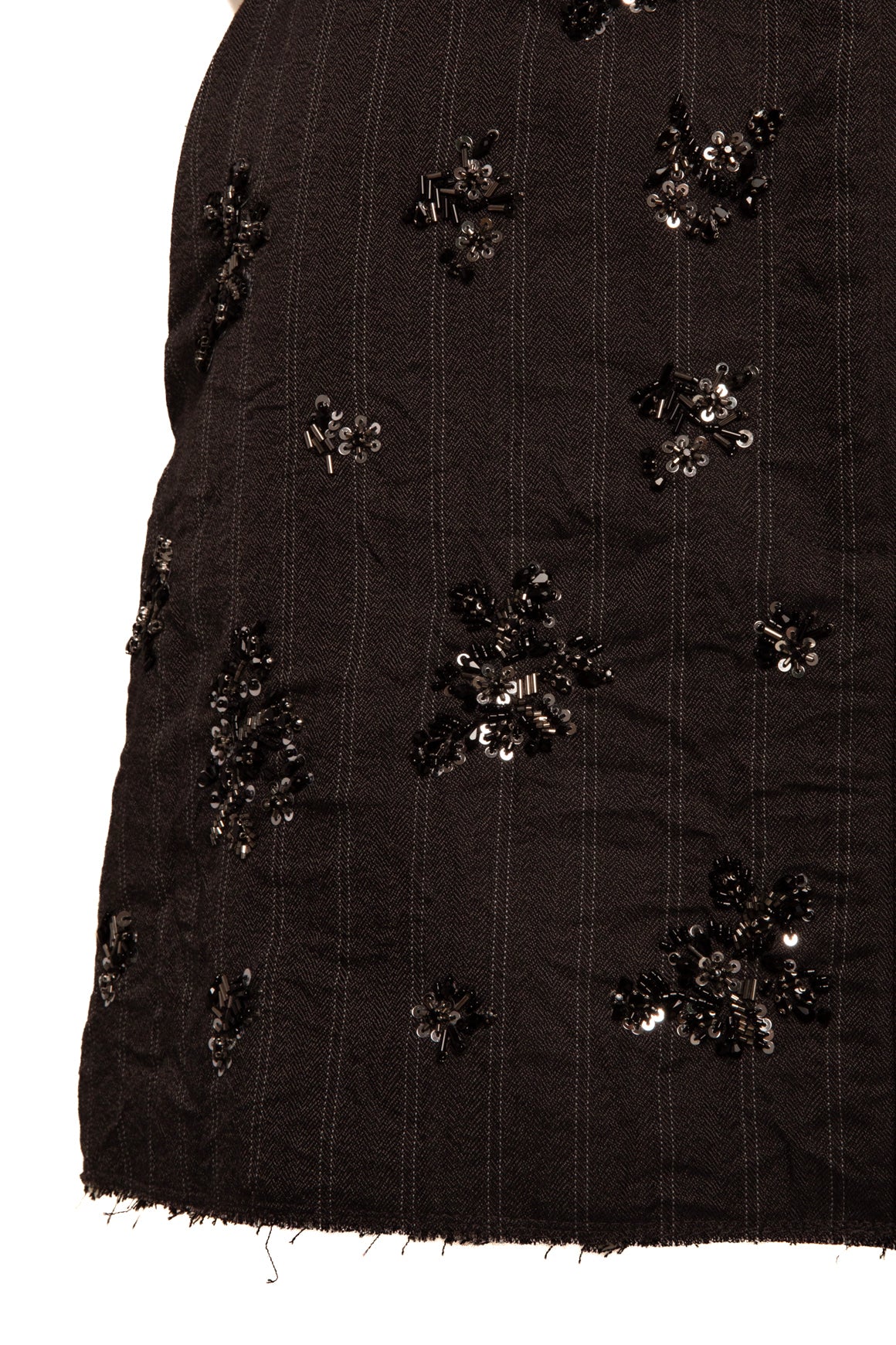 SIMKHAI Charcoal Pinstripe Embellished Mini Skirt (Sz. 6)