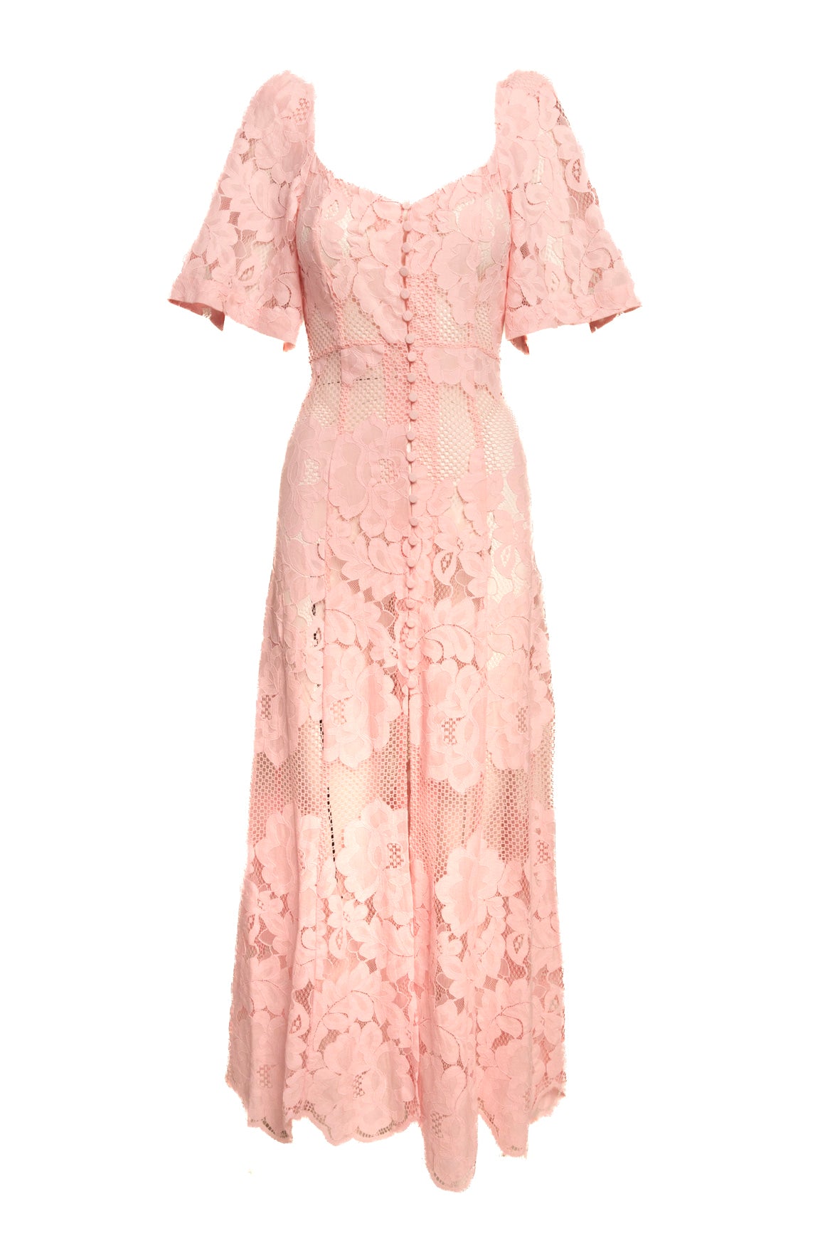 MR. LARKIN Baby Pink Lace Puff Sleeve Dress (Sz. XS)