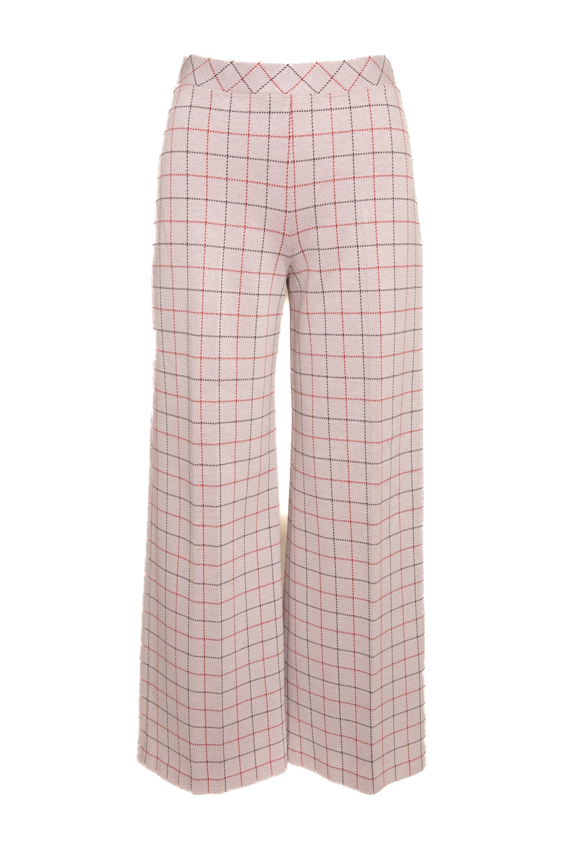 ROSETTA GETTY Grey Grid Print Knit Top & Pants Set (Sz. XS/S)