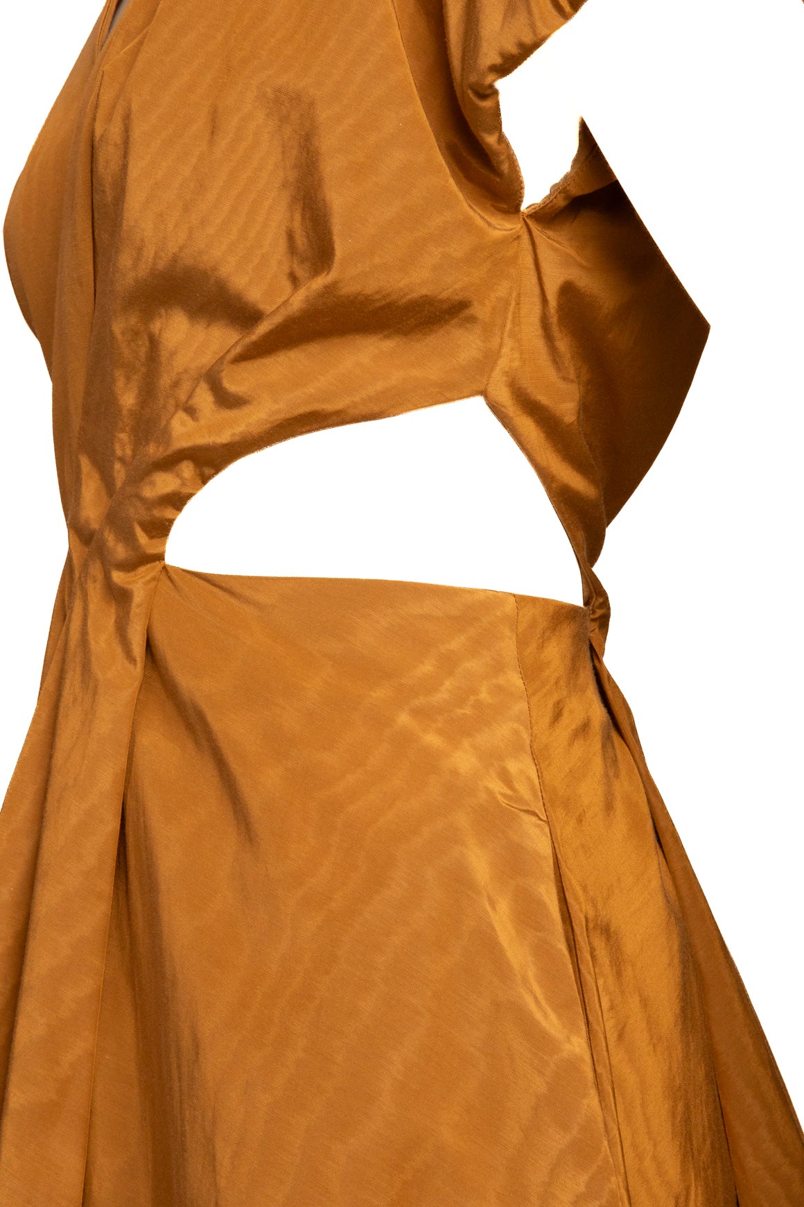 ROSIE ASSOULIN Burnt Orange Satin Maxi Dress (Sz. 8)