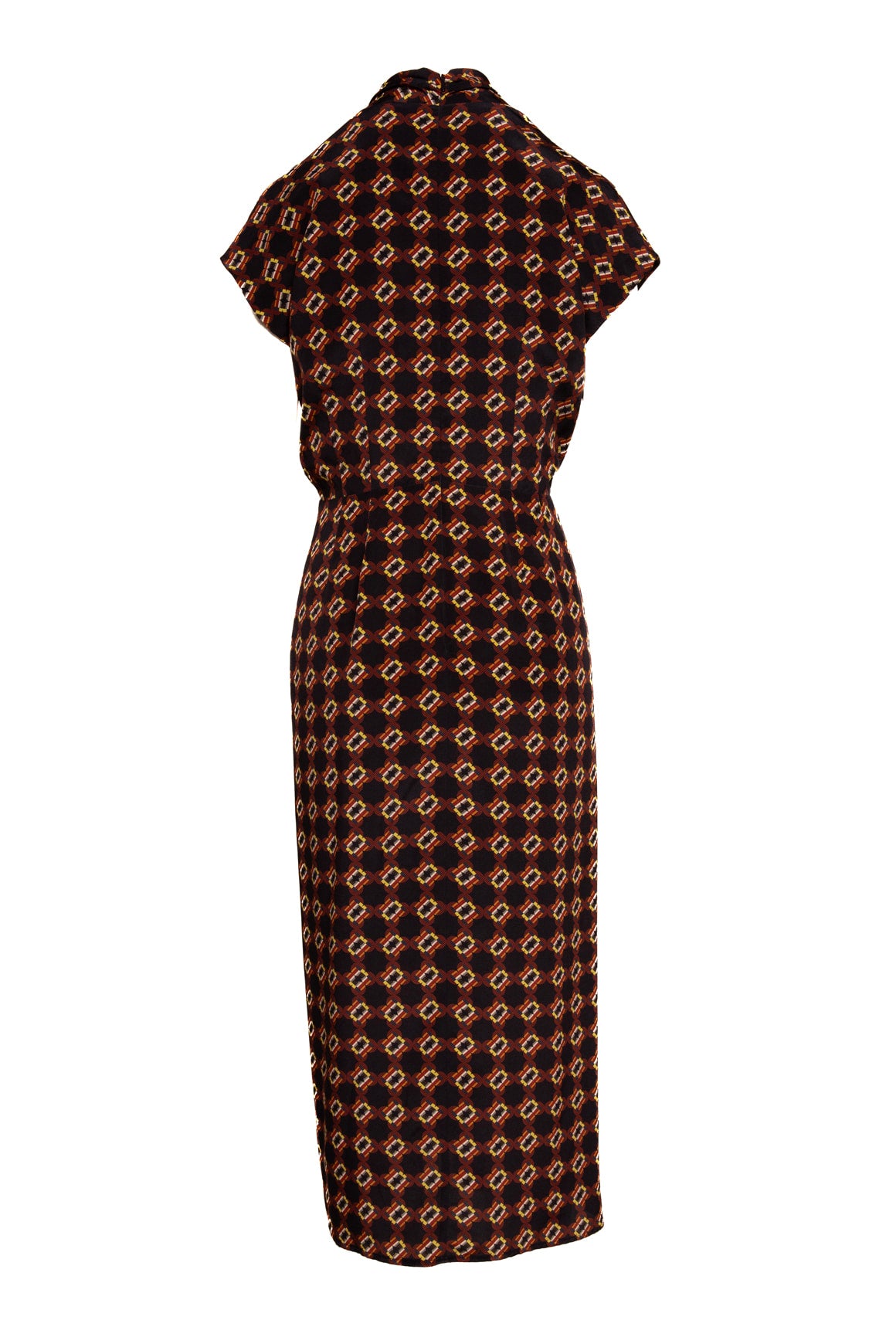 DRIES VAN NOTEN Printed Silk V Neck Midi Dress (Sz. 40/8)