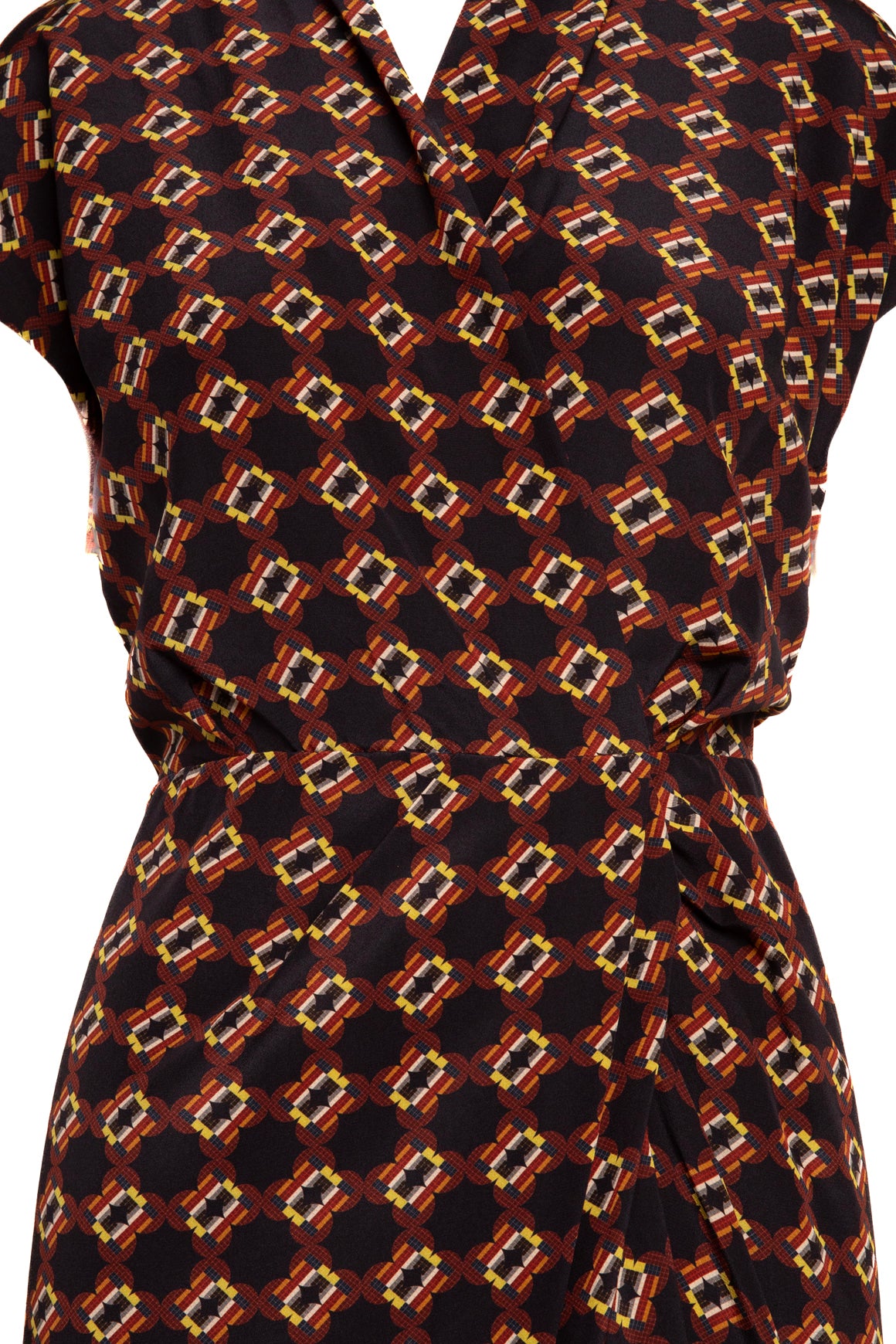 DRIES VAN NOTEN Printed Silk V Neck Midi Dress (Sz. 40/8)