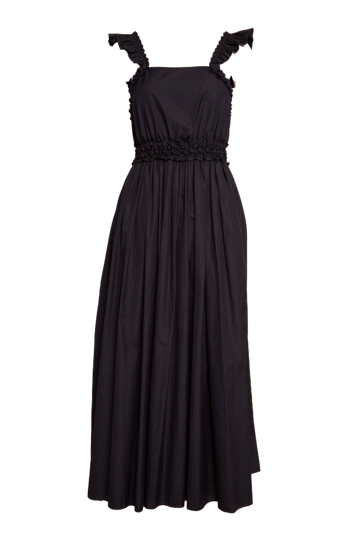 CHLOE Navy Ruffle Smock Maxi Dress (Sz. 38/6)