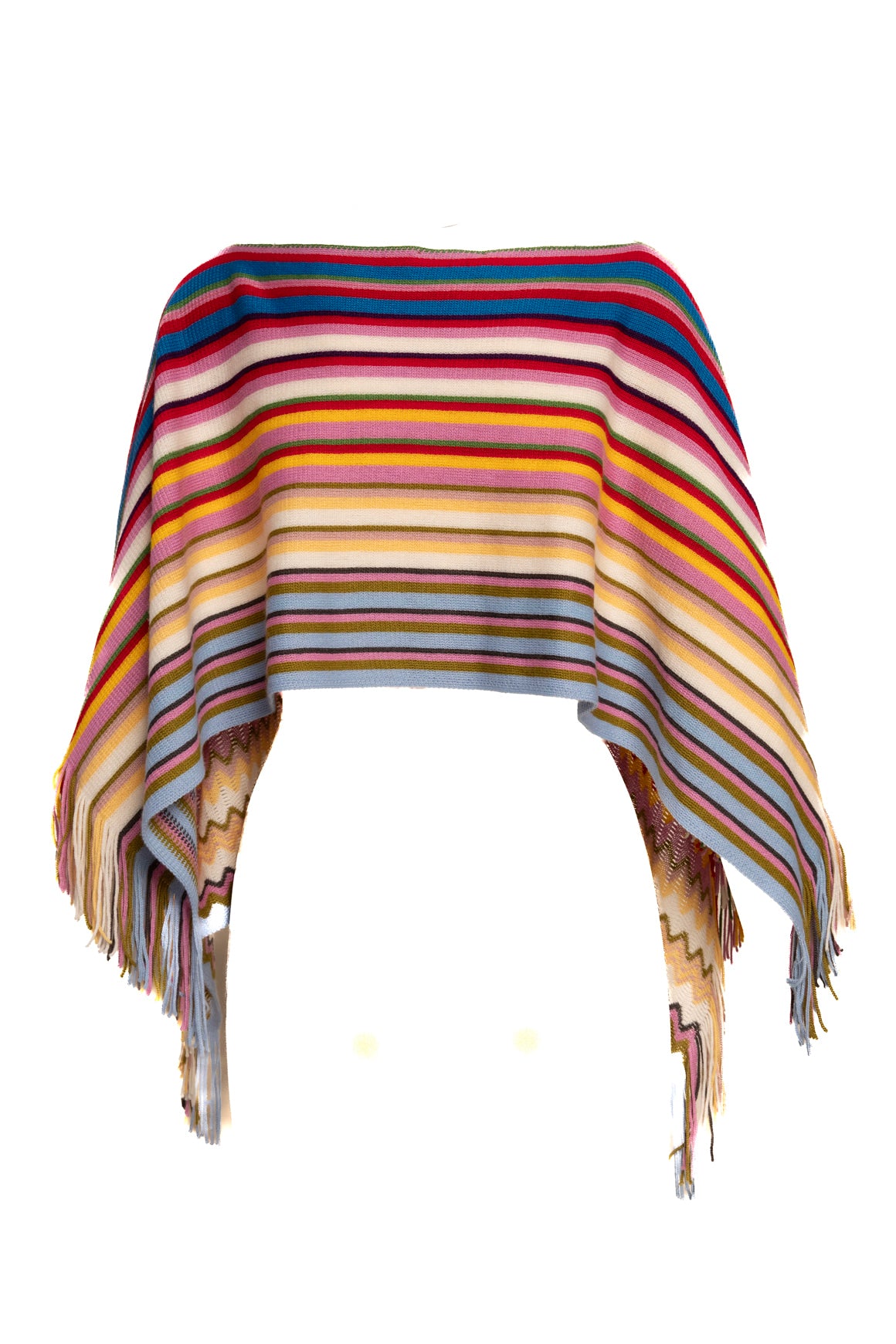 MISSONI Rainbow Knit Fringe Shawl (Sz. OS)