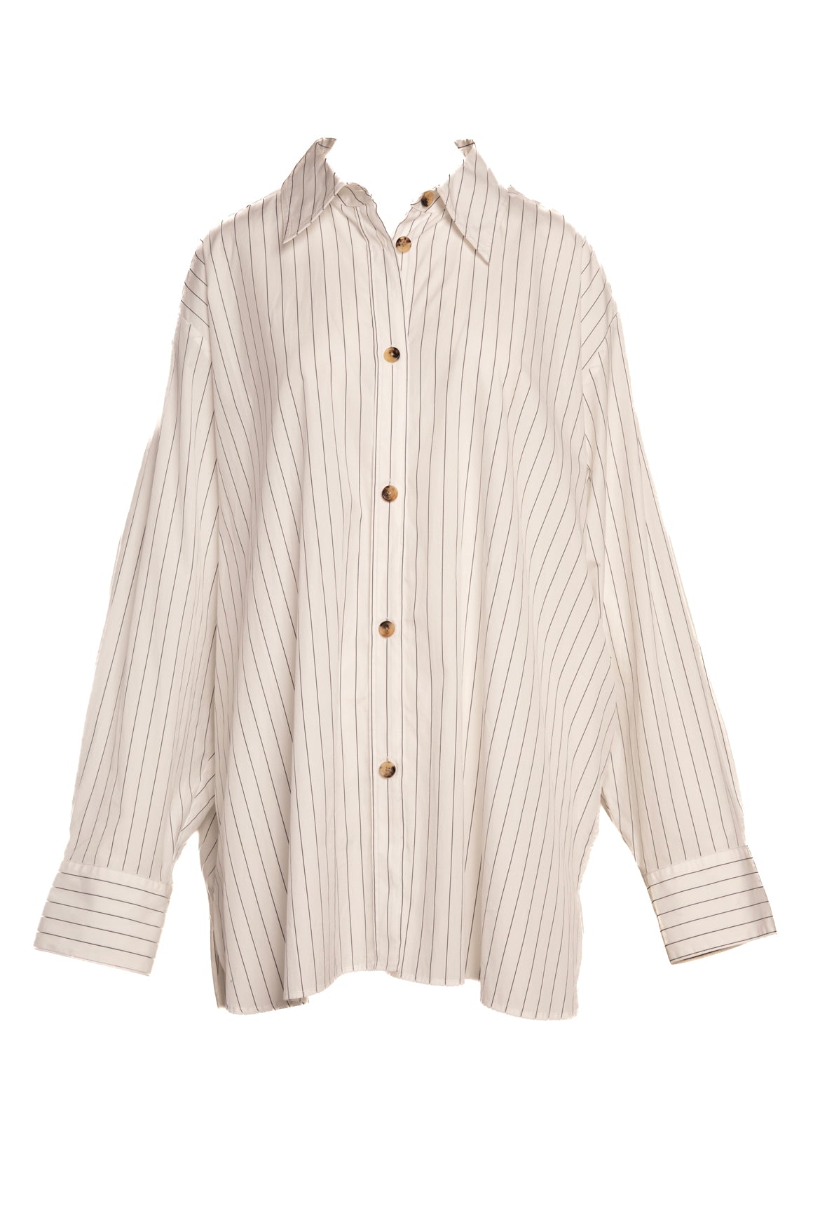 KHAITE Pinstripe Button Front Tunic Top (Sz. 12)