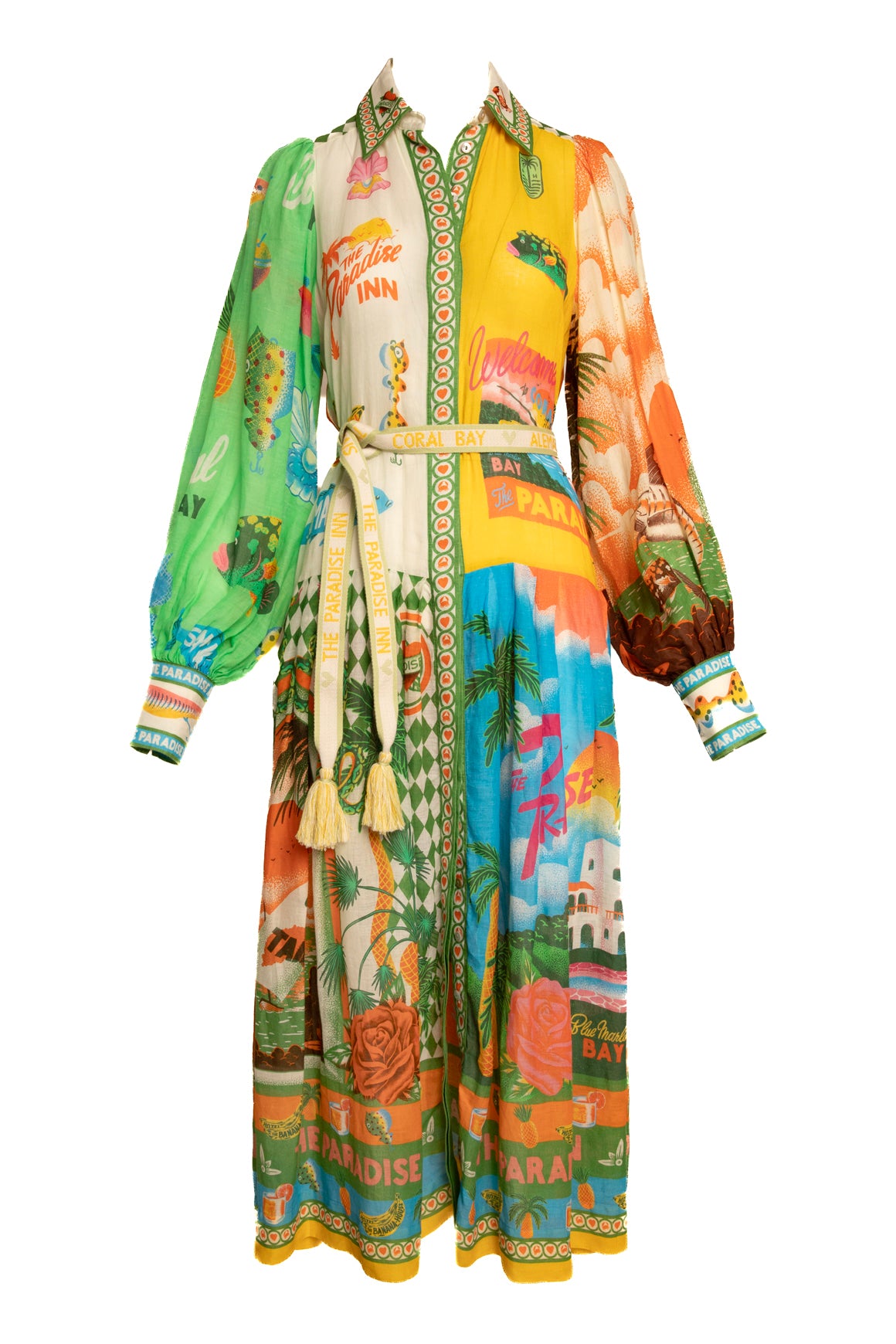 ALEMAIS Tropical Print Maxi Shirt Dress (Sz. 4)