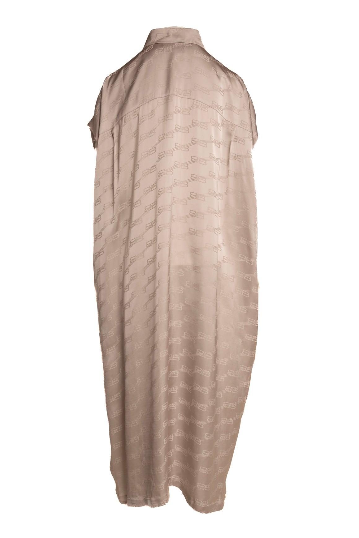 BALENCIAGA Grey Satin Logo Maxi Shirt Dress (Sz. 38/2)