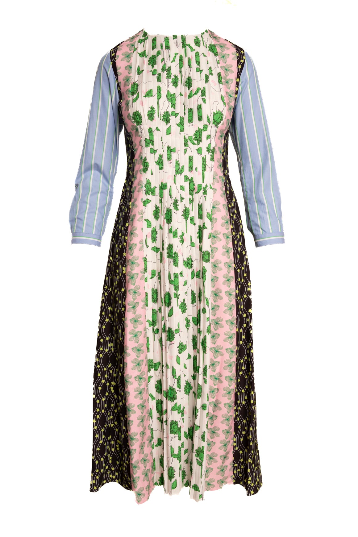 STINE GOYA Botanical Print Pleat Midi Dress (Sz. XXS)