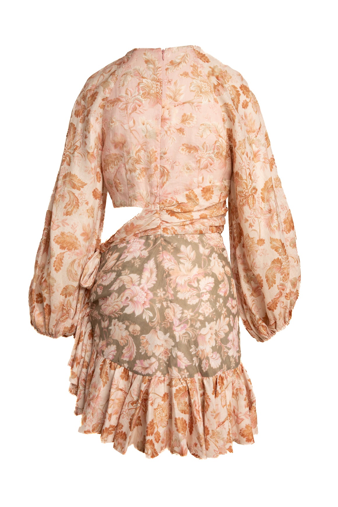 ZIMMERMAN Floral Linen Cut Out Mini Dress (Sz. 4)