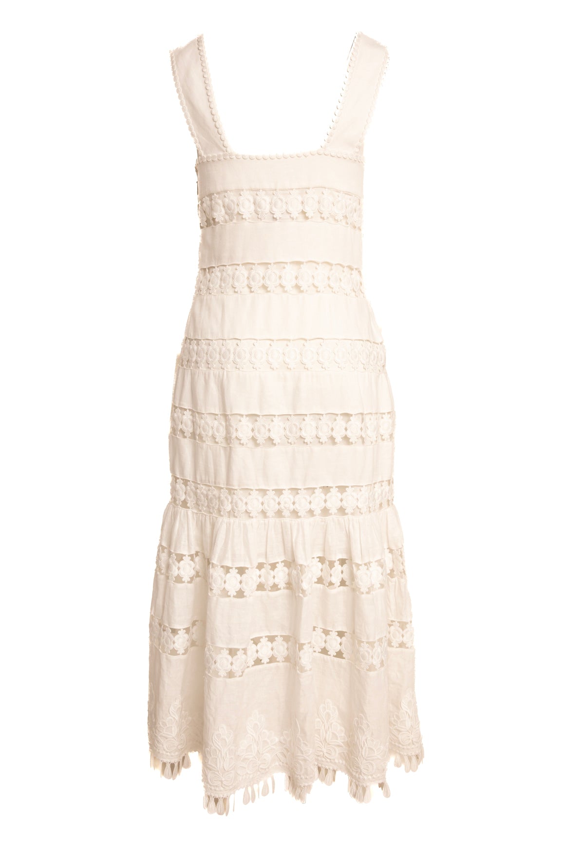 ZIMMERMANN White Crochet Cut Out Maxi Dress (Sz. 1/S)
