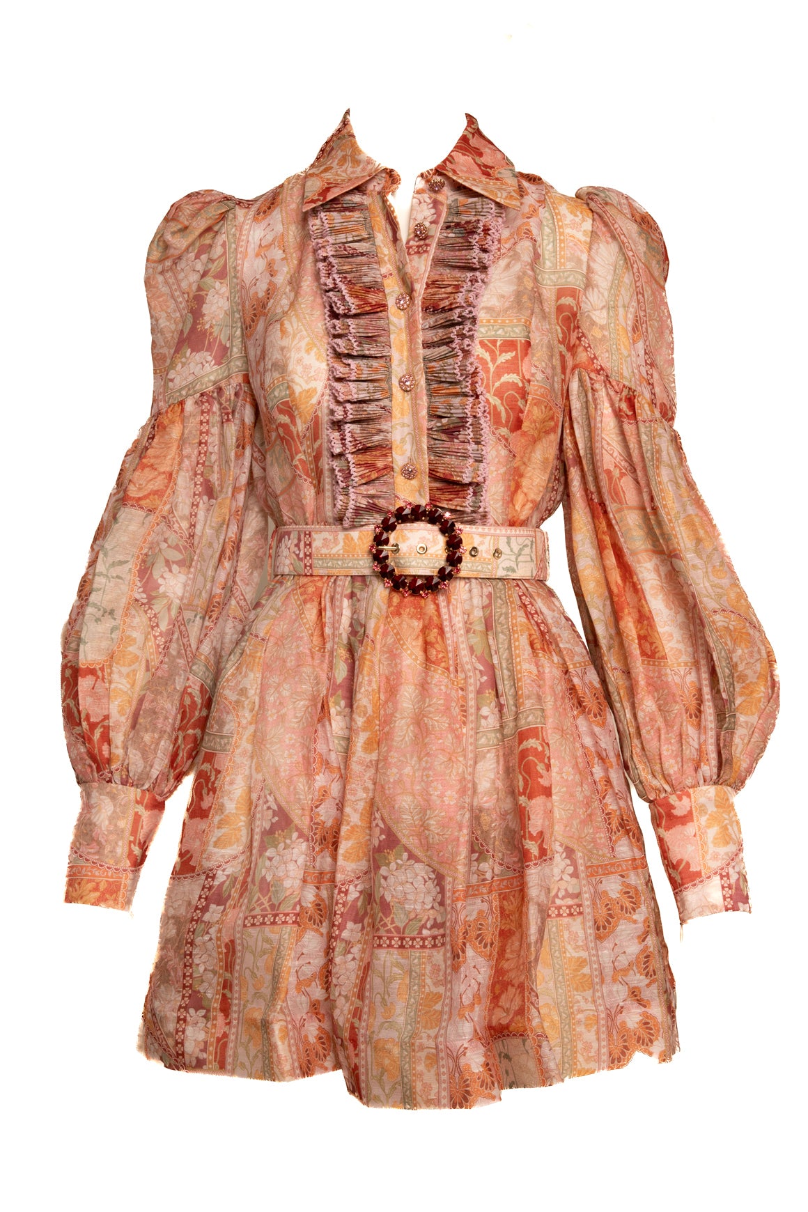 zimmermann pink ruffle dress Paisley Linen Front (Sz. 2/M) The blending together of Dress Fishnets New Look YGroup_cyra-maxi-dress Color:Multicolor-8