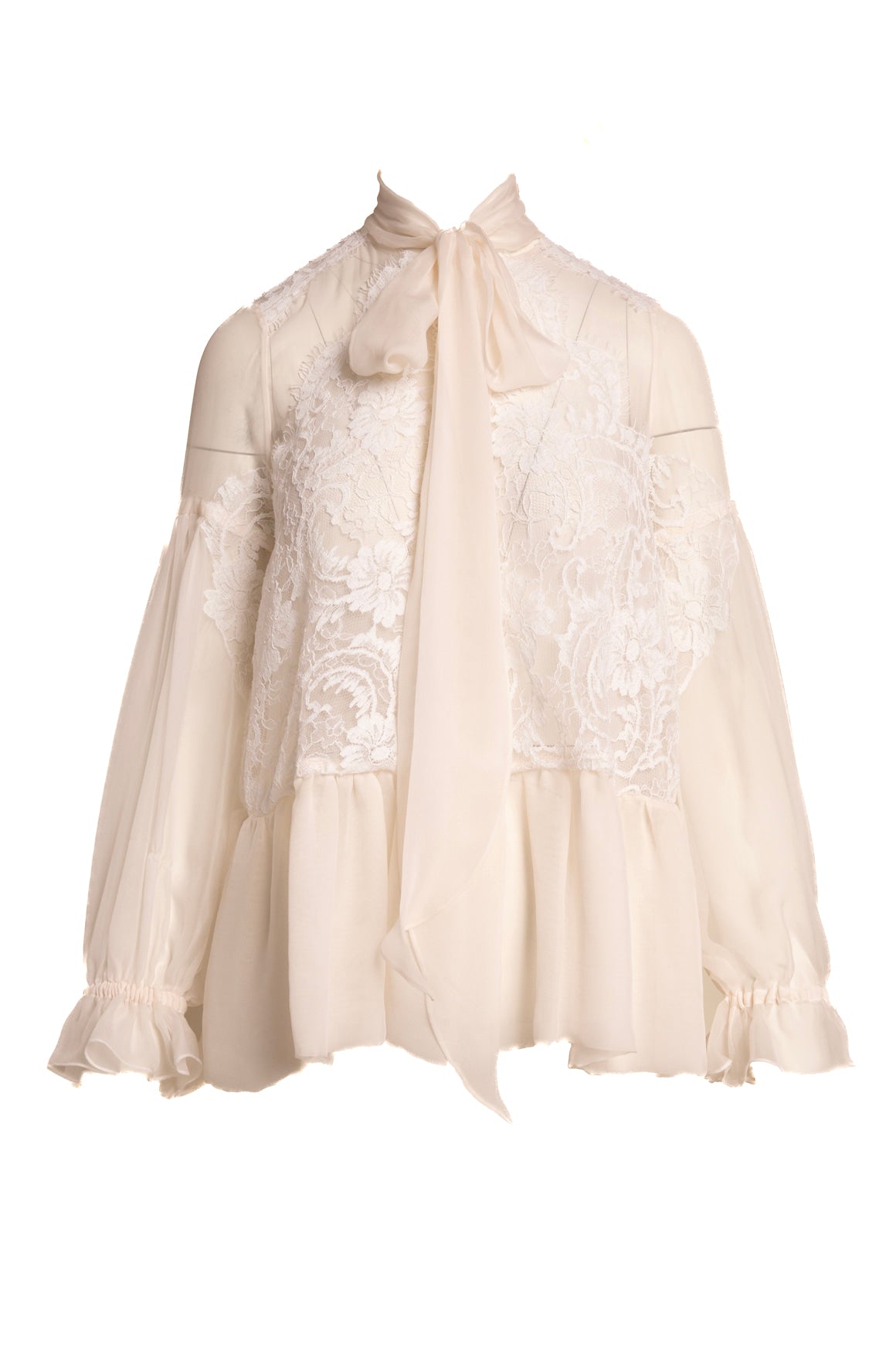 GIVENCHY White Sheer Silk Blouse (Sz. S)