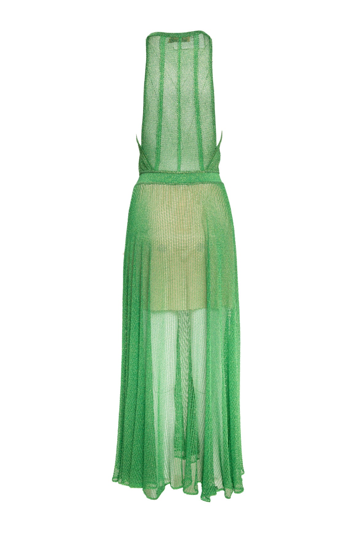 MISSONI Green Metallic Halter Maxi Dress (Sz. 42/6)