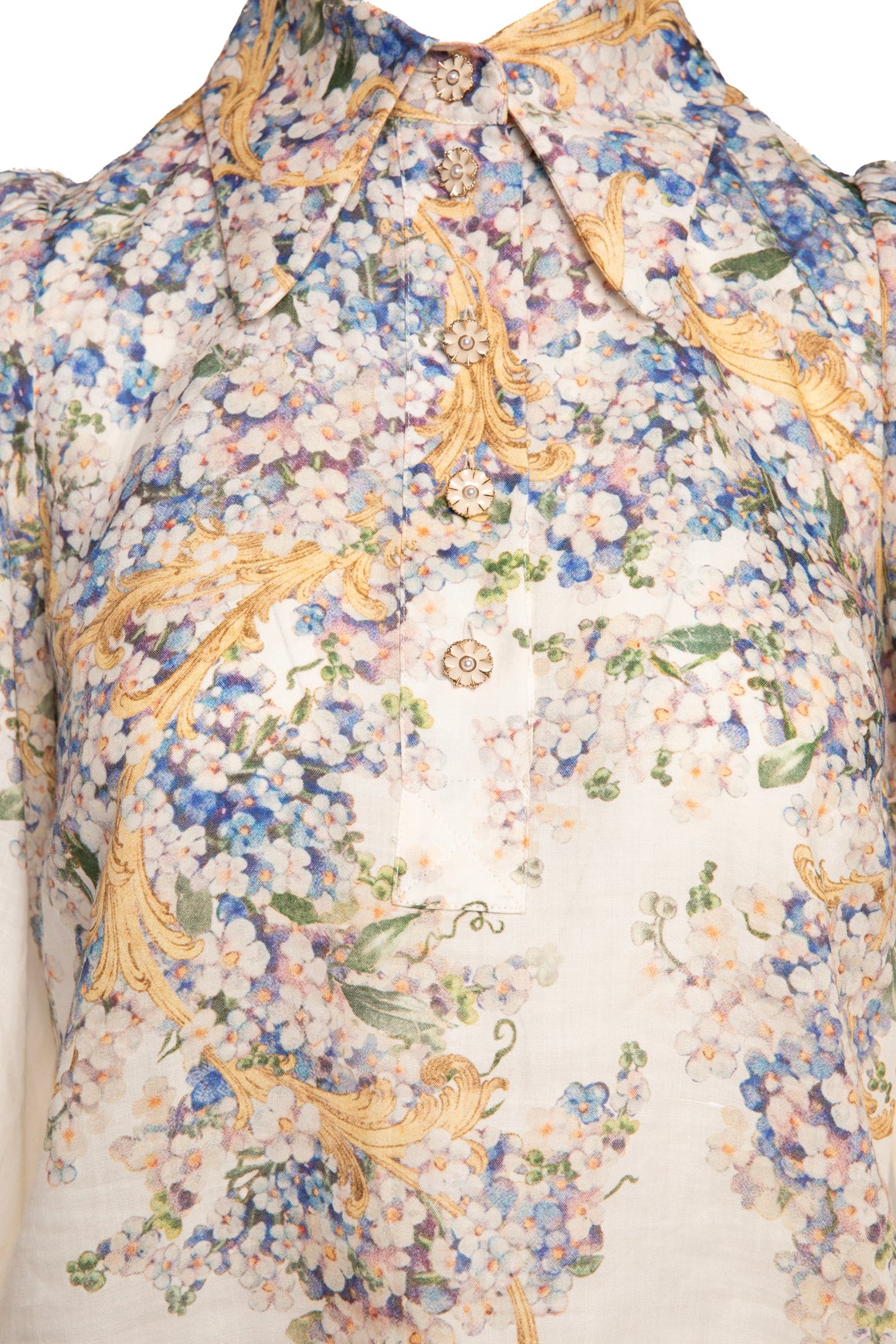 ZIMMERMANN Floral Top With Flower Buttons (Sz. 1)