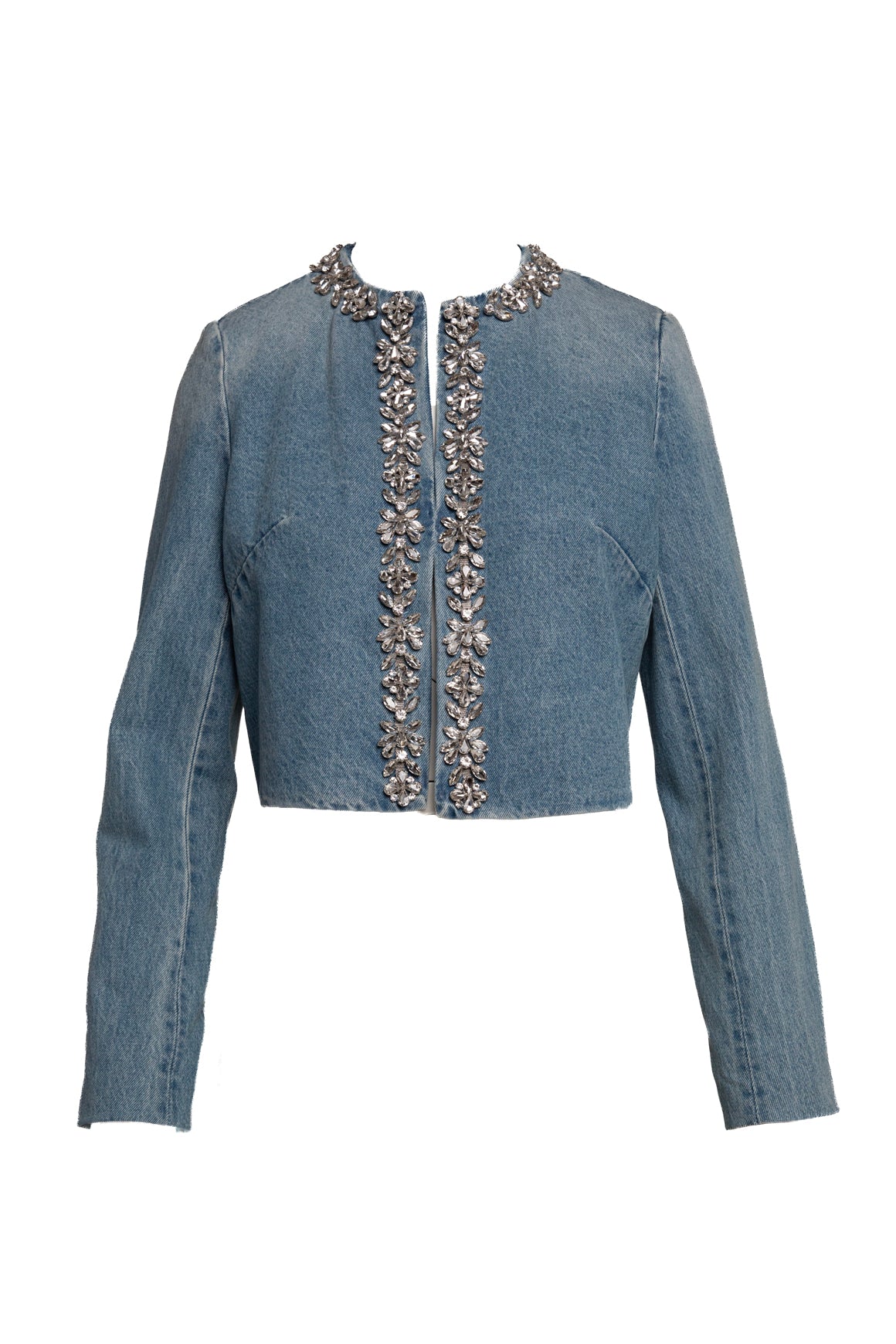 ZIMMERMANN Denim Crystal Crop Jacket (Sz. 0)