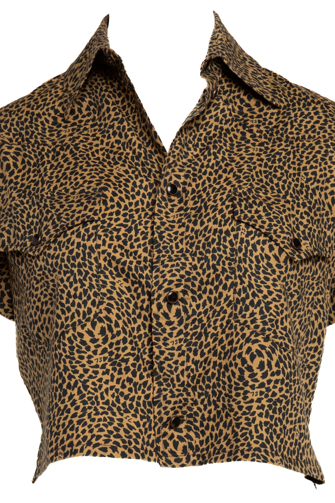 SAINT LAURENT Leopard Crop Pearl Snap Top (Sz. XS)