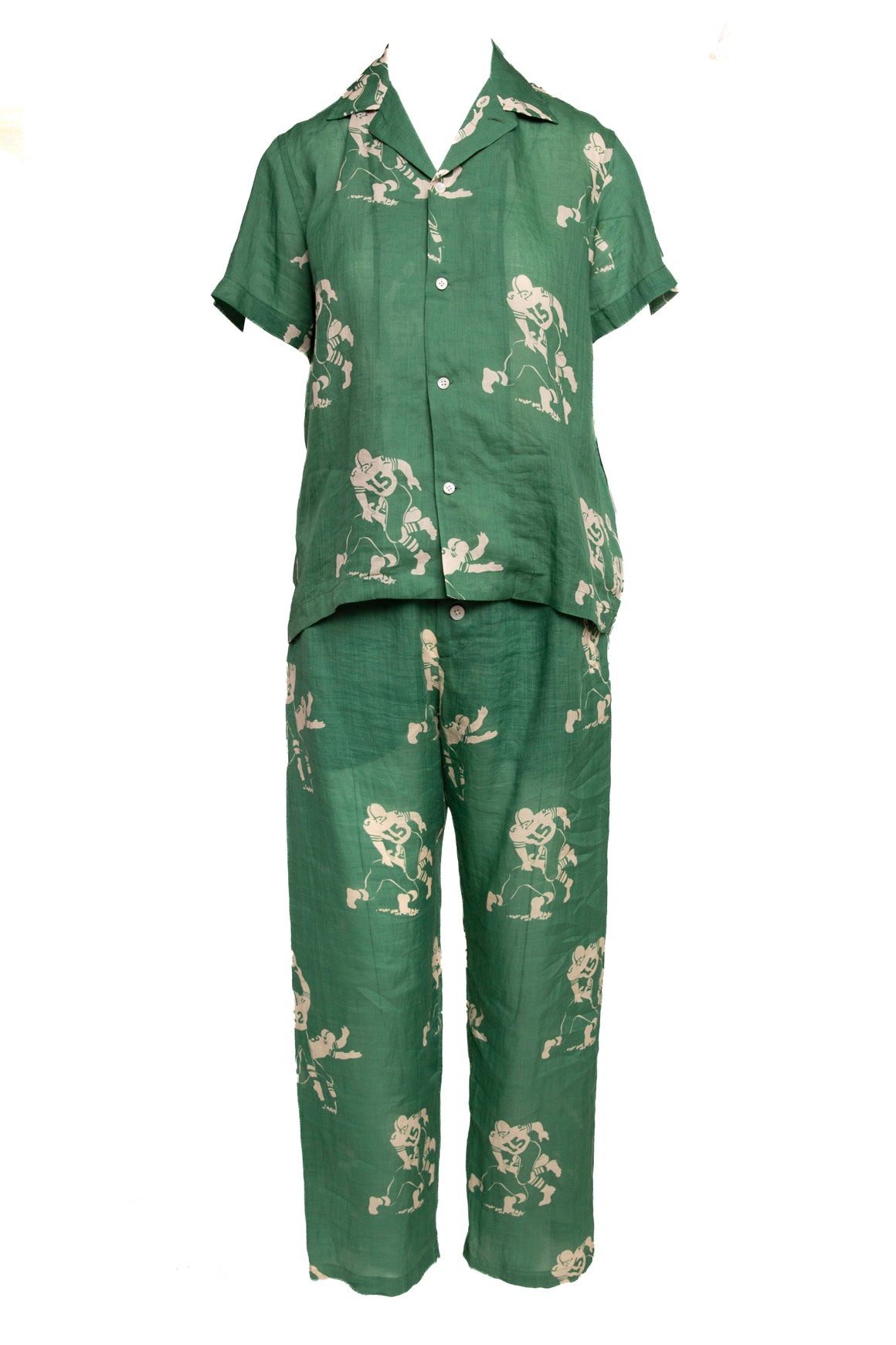 BODE Green Football Graphic Linen Set (Sz. XS)