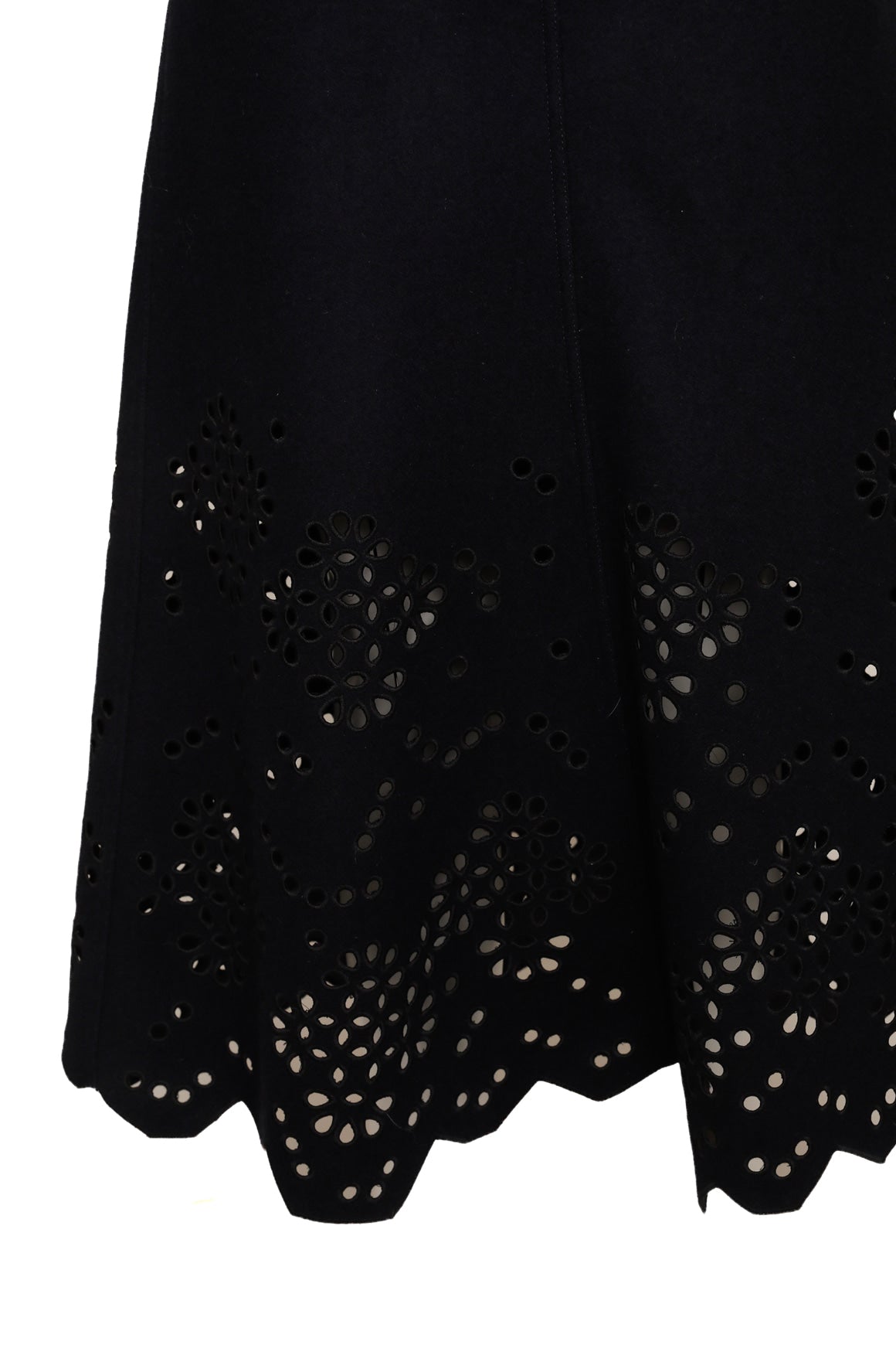 TIBI Navy Eyelet Wool Midi Skirt (Sz. 4)