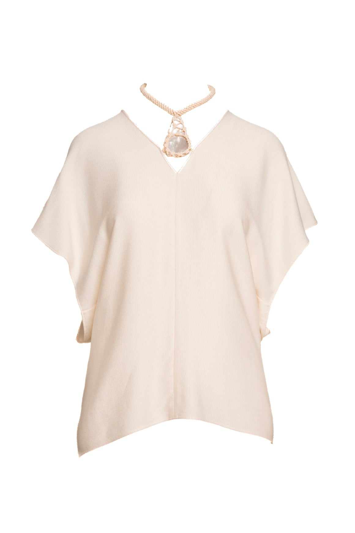 CHLOE Cream Silk Knit Dolman Beaded Shell Blouse (Sz. 38/2)