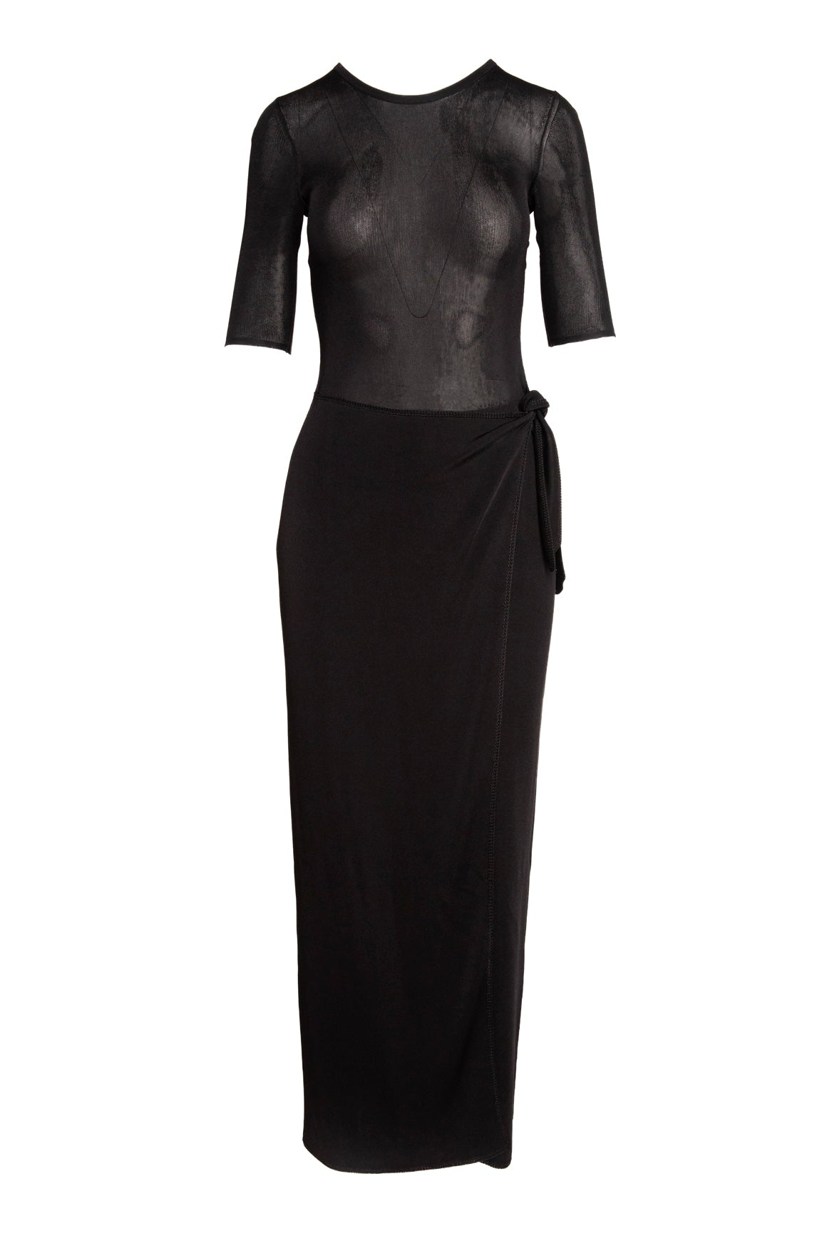 ATTERSEE Black Knit Sash Tie Maxi Dress (Sz. M)